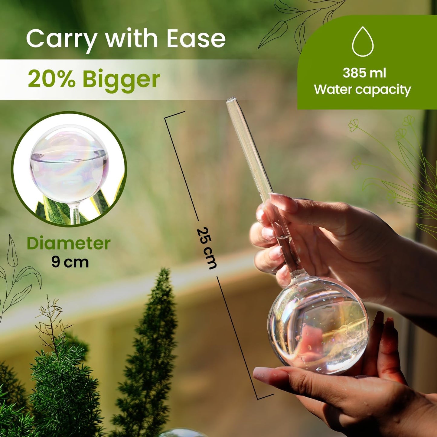 Large 2 Pcs Iridescent Self Watering Globes, Glass Rainbow Plant Watering Globes, Self Watering Planter Insert, Automatic Plant Waterer Indoor, Plant Watering Devices, Plant Water Globe, Watering Bulb