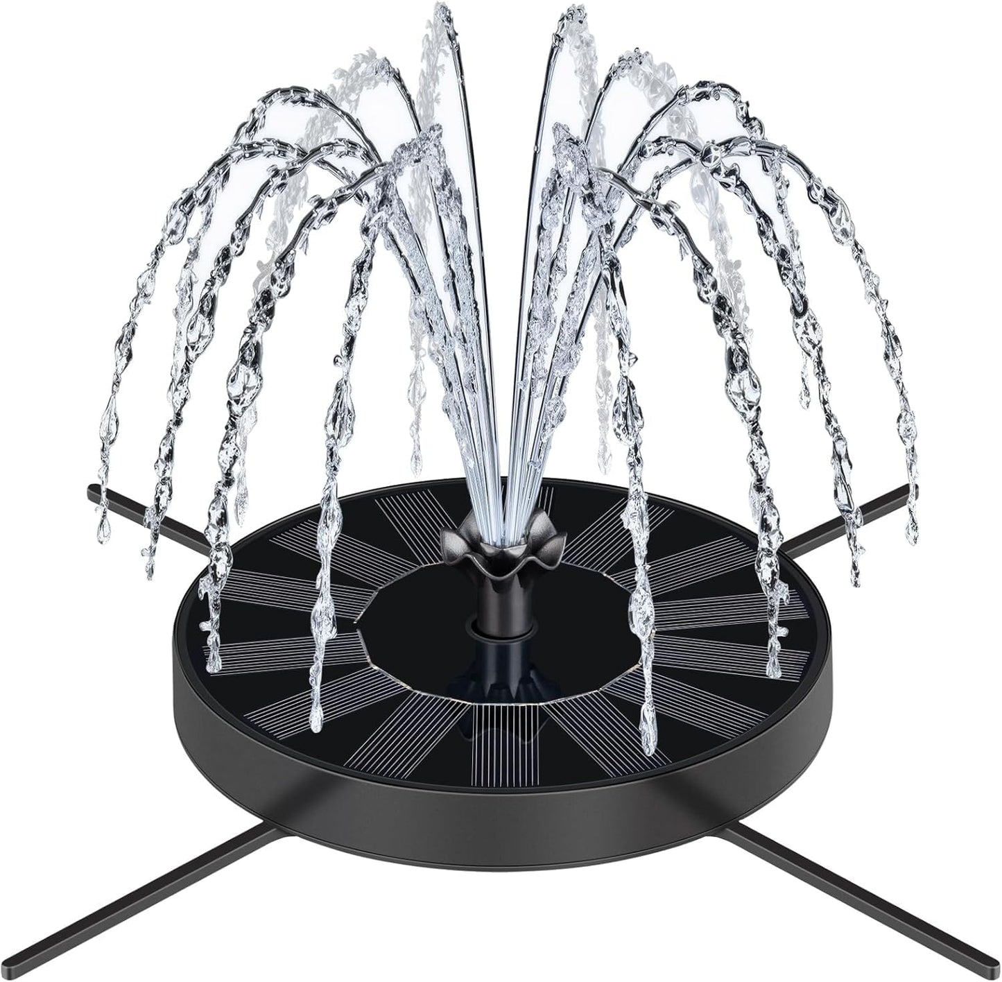 Solar Fountain Pump with Spray Height Adjustment, Upgrade Glass Solar Bird Bath Fountains with 6 Nozzles, Outdoor Solar Water Fountain Pump for Bird Bath, Garden, Pool, Pond