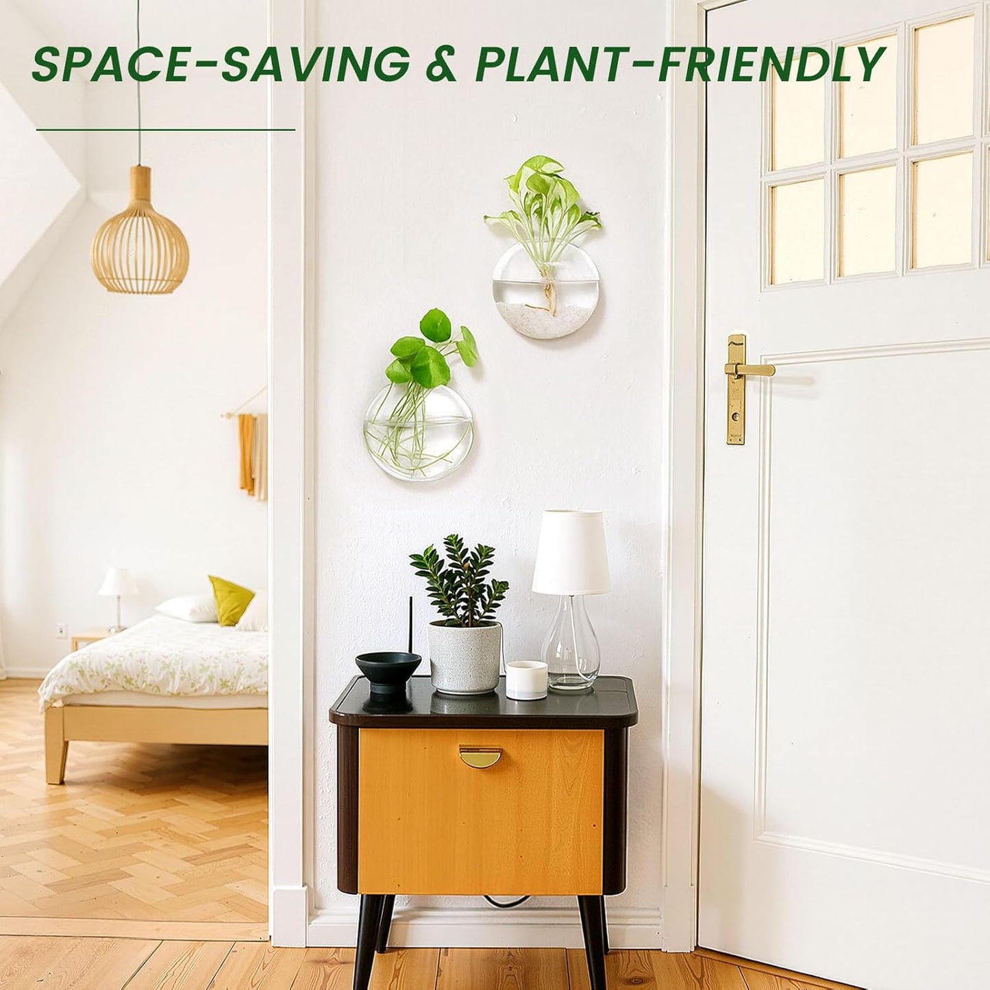 DomeStar 2PCS Wall Flower Vases, Wall Hanging Glass Planter Propagation Station Mounted Vases for Hydroponics Plants Propagation Living Room Office Home Decor