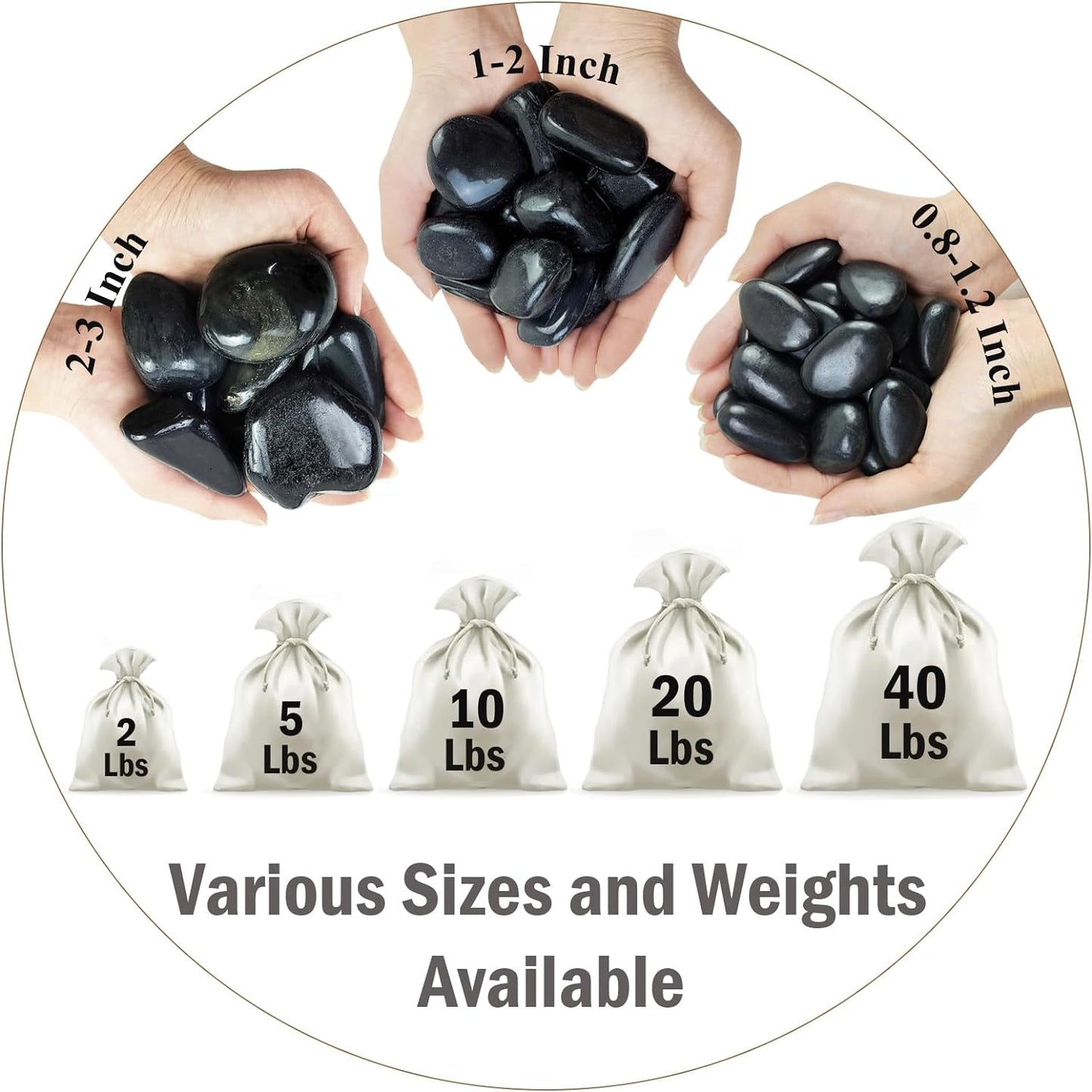 5 lbs Black River Rocks for Plants, 2-3 inch Large Pebbles for Plants Indoor. Decorative Stones for Planters Vase Fillers Aquarium Fish Tank and Outdoor Garden Landscaping