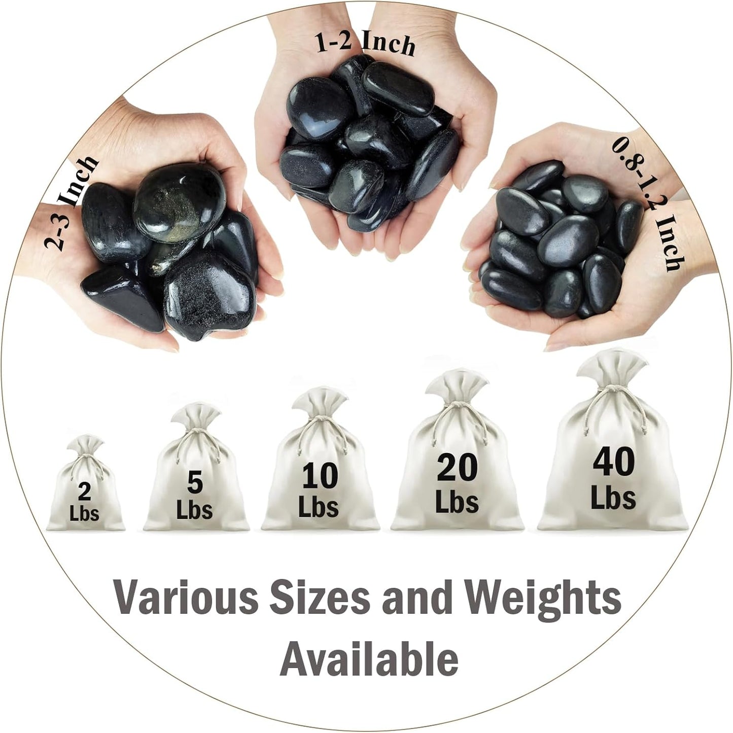 10 lbs Black Pebbles for Plants, 2-3 inch Large River Rocks for Plants, Decorative Stones for Planters Vase Aquarium Fish Tank and Outdoor Garden Landscaping