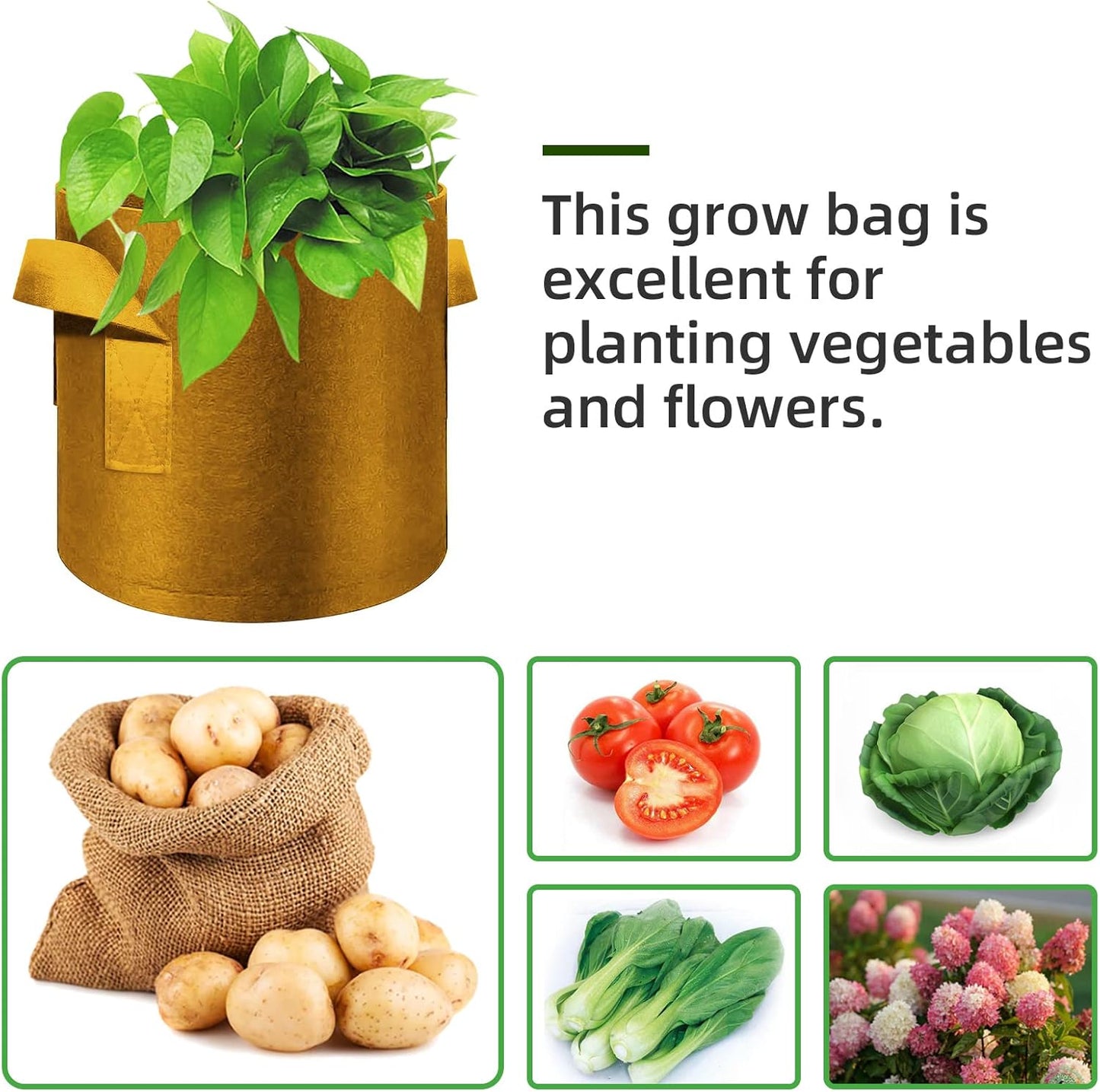 12 Pack 3 Gallon Plant Grow Bags, Thickened Nonwoven Fabric Pots with Handles, Vegetable Planter Bags Containers, Cloth Planters for Garden Vegetable/Flower/Plant/Fruits Outdoor (Brown)