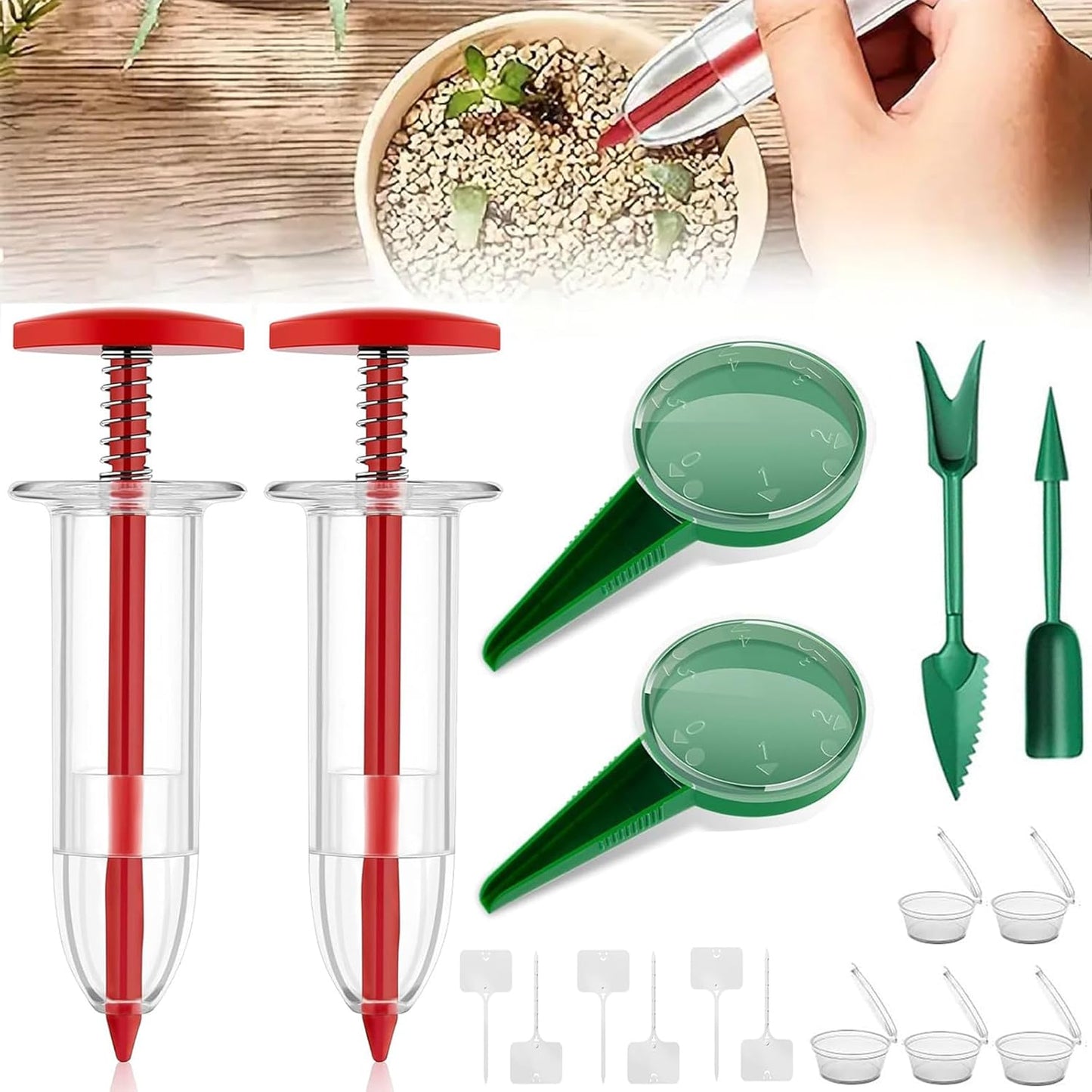 17 PCS Mini Seed Spreader, New Mini Gardening Spreaders, Mini Sowing Seed Dispenser, Reusable Handheld Small Seed Planter Tool for Tiny Seeds