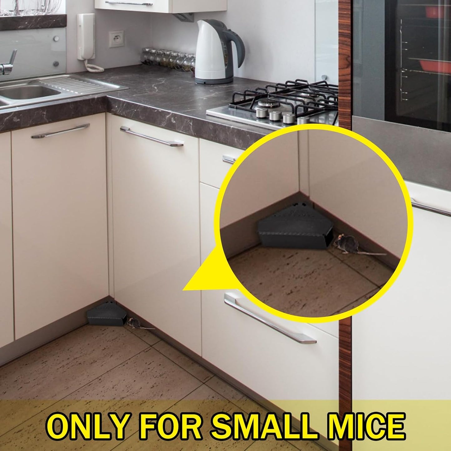 Qualirey 24 Pcs Mice Station with Key Triangle Bait Station Reusable Rodent Trap Box, Keeps Children and Pets Safe Indoor & Outdoor, Bait Not Included, Suitable for Small Mice (Black,Keys are Silver)