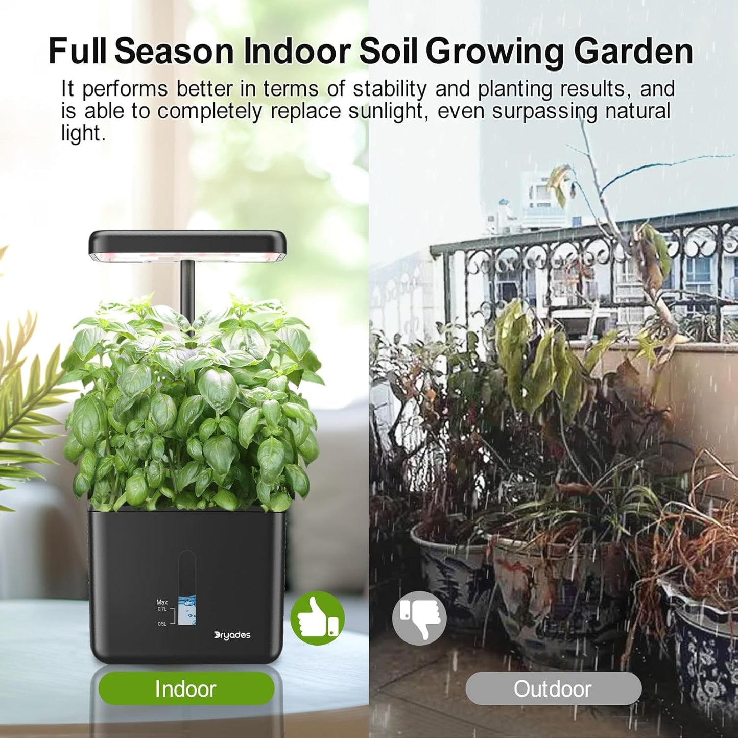 Indoor Garden Growing Systems Self-Watering Plant Pot Smart Gardening System with 17 Watts LED Grow Light Auto Timer Gardening Plant Gifts for Dad Mom Plant Pot for Vegetables Herbs(No Seeds&Soil)