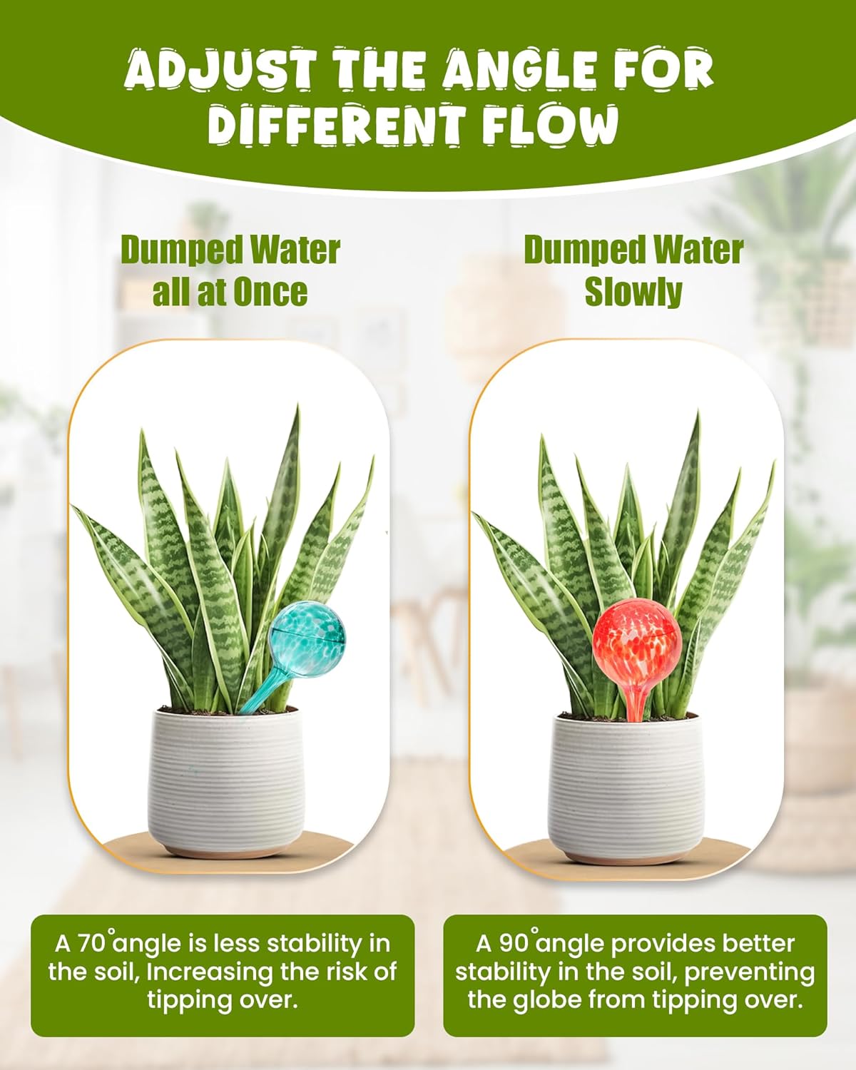 Iridescent Self Watering Globes, Glass Rainbow Plant Watering Globes, Self Watering Planter Insert, Automatic Plant Waterer Indoor (Large-4 Pcs Multi-Color, Large)