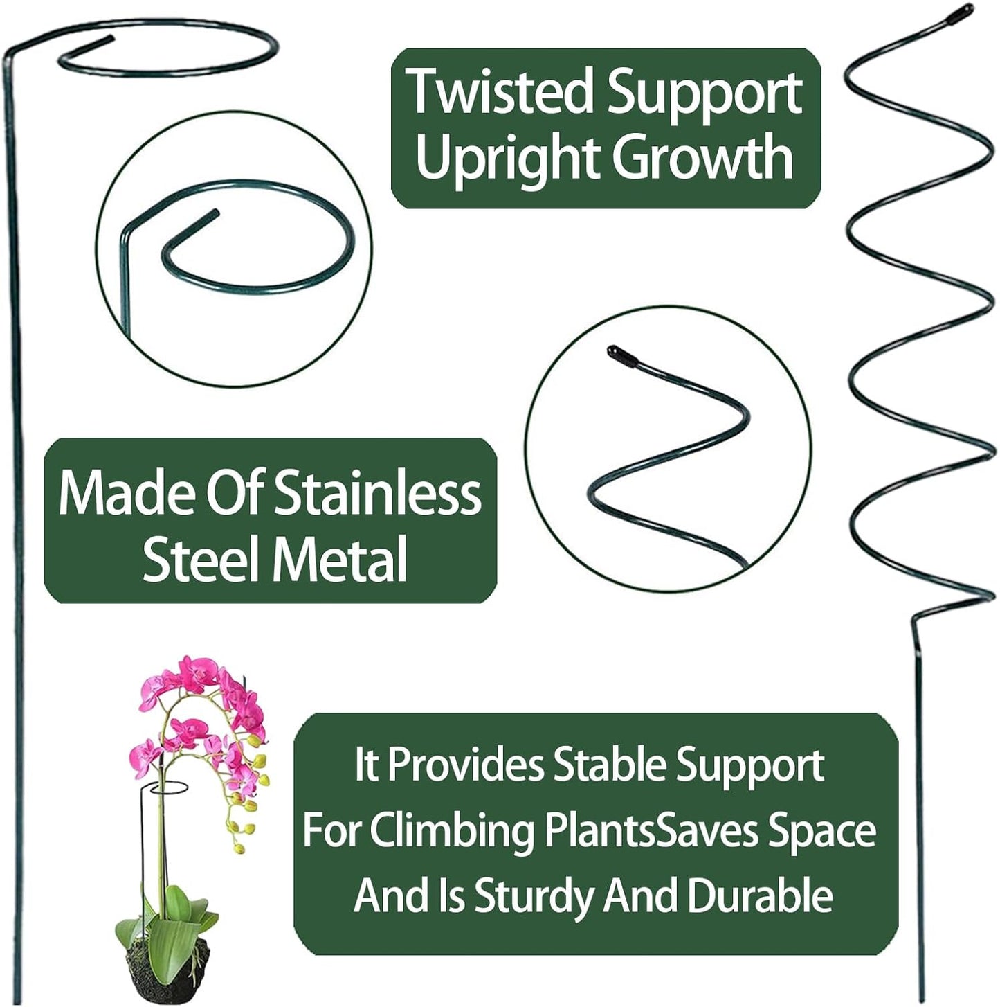 15.75″ Spiral Tomato Plant Stake, Small Spiral Plant Support, Garden Twist Stick for Climbing Plants, Indoor/Outdoor Plant and Rose