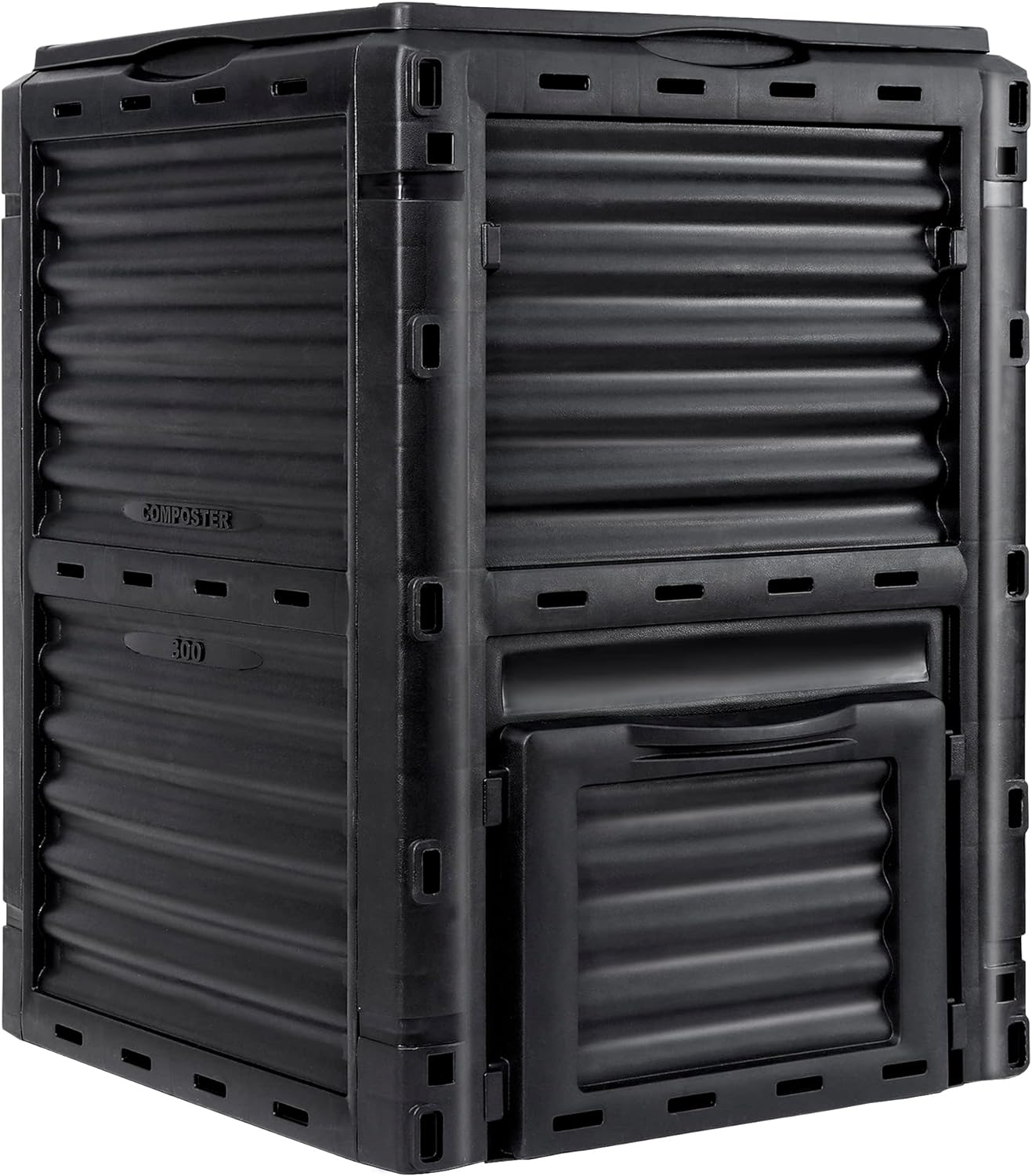 F2C Garden Compost Bin from BPA Free Material -80 Gallon(300 L) Large Compost Bin Aerating Outdoor Compost Box Easy Assembling, Lightweight, Fast Creation of Fertile Soil, Black