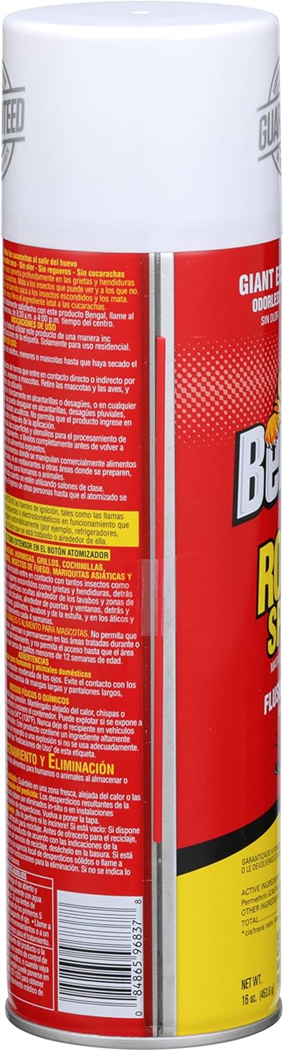 Bengal Roach Spray, Odorless Stain-Free Dry Spray, 16 Oz. Aerosol Can