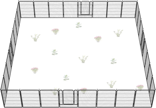 FXW Garden Fence Outdoor for The Yard – 40in(H) x 72.9ft(L) Heavy Duty Metal Animal Barrier for Dog and Rabbit, Decorative Dog Fence, 32 Panels, Black
