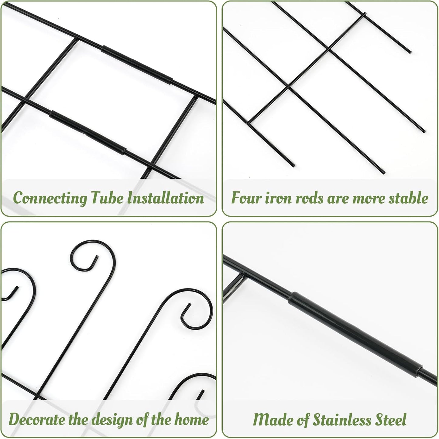 4 Pack 32'' Wave Shape Black Metal Trellis for Climbing Plants Indoor & Outdoor, Garden Trellis for Houseplants Flowers Vine Ivy