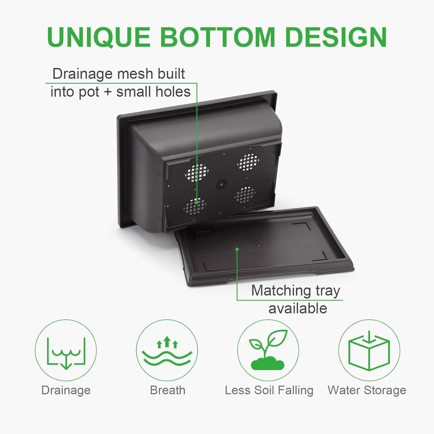 GROWNEER Bonsai Pots 3 Packs 11 Inch Bonsai Tree Training Pot with Humidity Drainage Trays & Repotting Mat Rectangle Planter Plants Starter Kit Growing for Garden Yard Office Indoor Outdoor