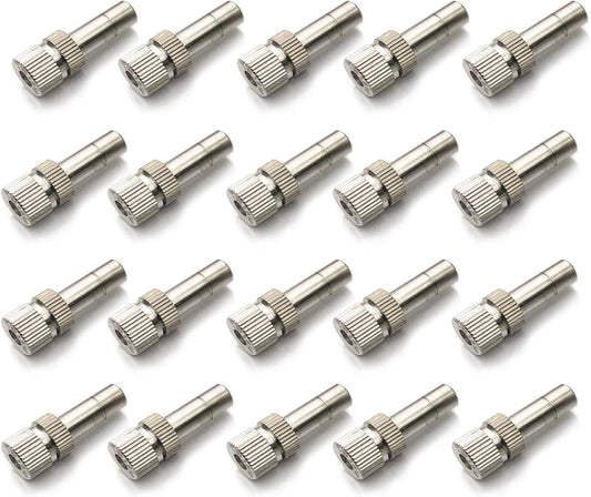 20pcs Brass Mister Nozzles, 6mm Misting Nozzles for Outdoor Cooling System, Landscaping, Air Humidification, Greenhouse Irrigation (without Filter, 0.031"/0.8mm Orifice)
