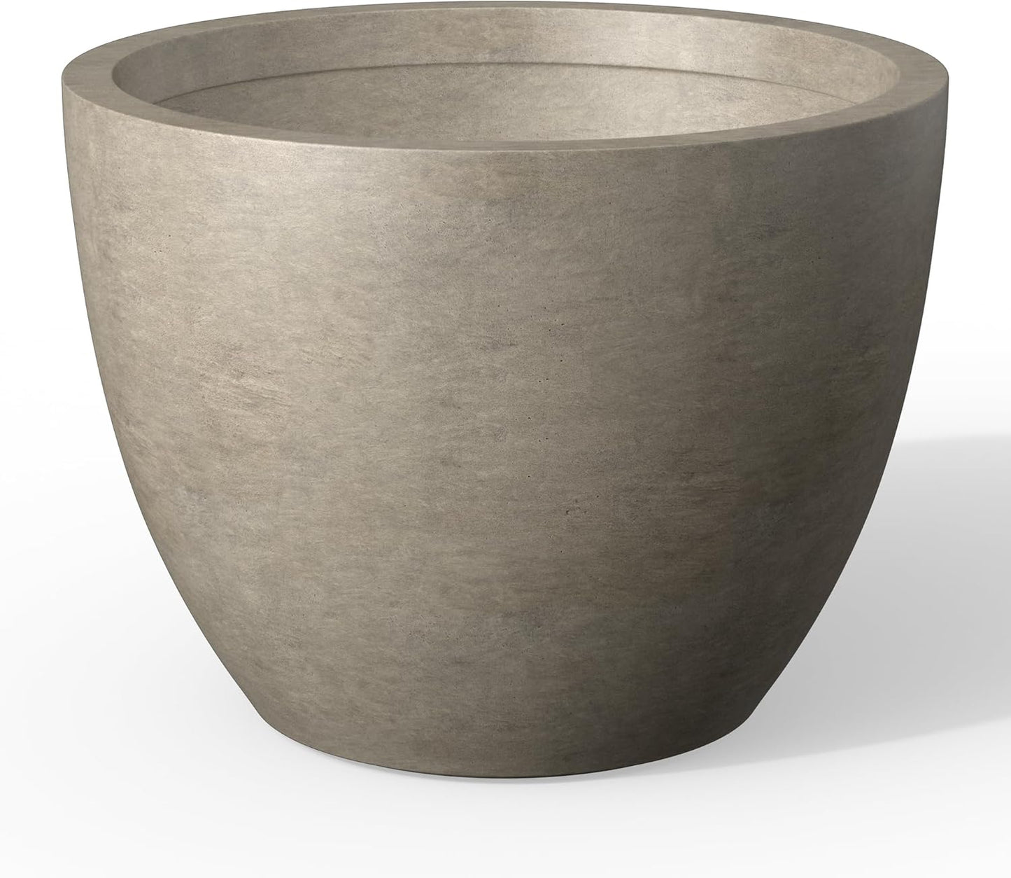 Kante 17.3 Inch Round Concrete Planter - Classic Large Indoor/Outdoor Plant Pot with Drainage Hole and Rubber Plug, Suitable for Gardens and Patios, Weathered Concrete