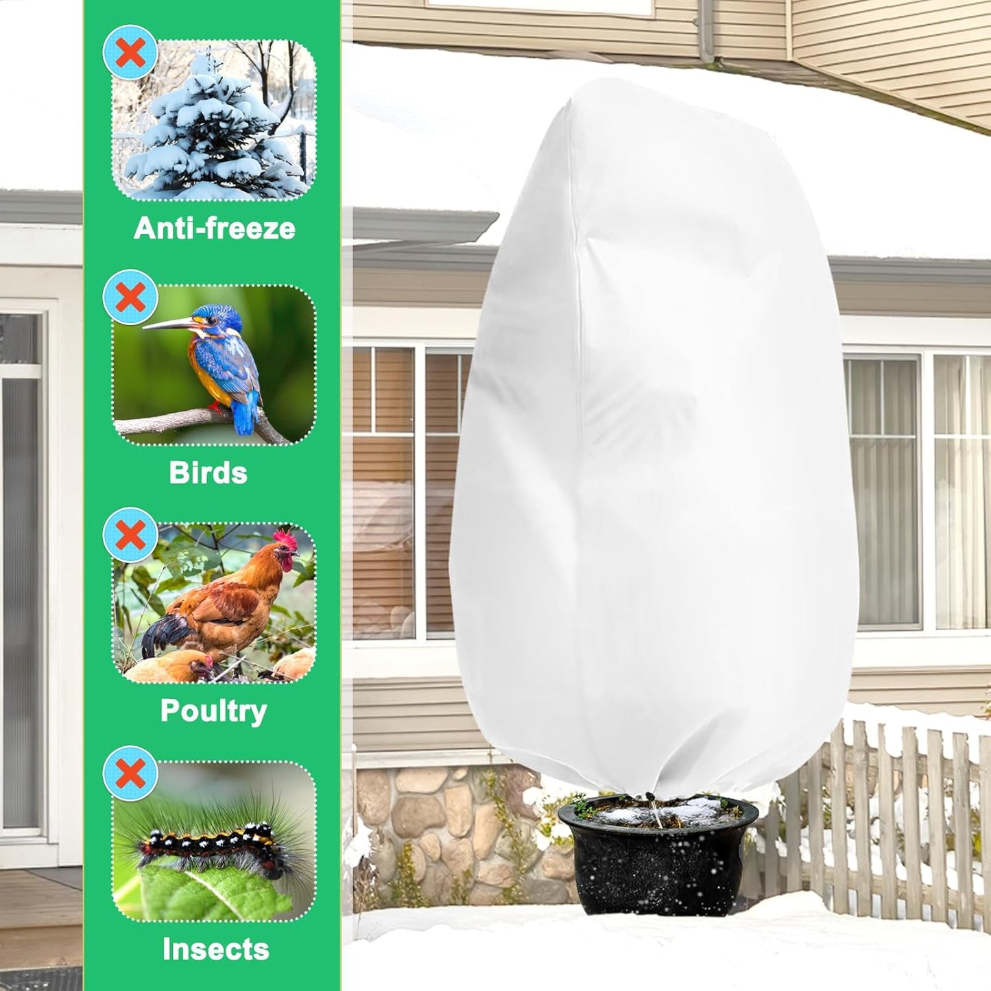 DQS 2 Pack Plant Covers Freeze Protection, 39.3" x39.3" Winter Frost Protection Blankets Frost Cloth,Suitable for Outdoor Winter Frost, Cold Weather, shrubs, Trees, Jackets, and coverings