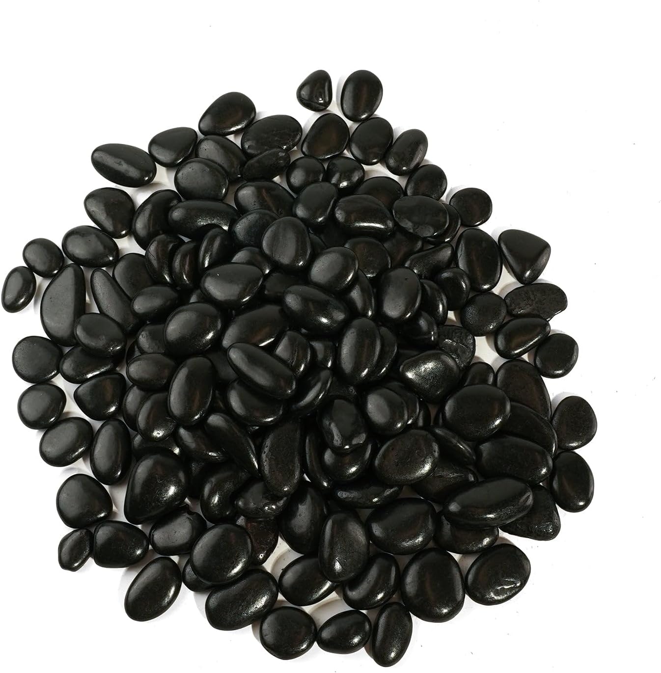 6 LBS River Rocks, StoneCreek, Decorative Garden Stones for Plant Landscaping, Polished Gravel Filler Pebbles for Home Decoration, Vases, Succulents, Flower Beds and Fish Tanks (Black, Medium)