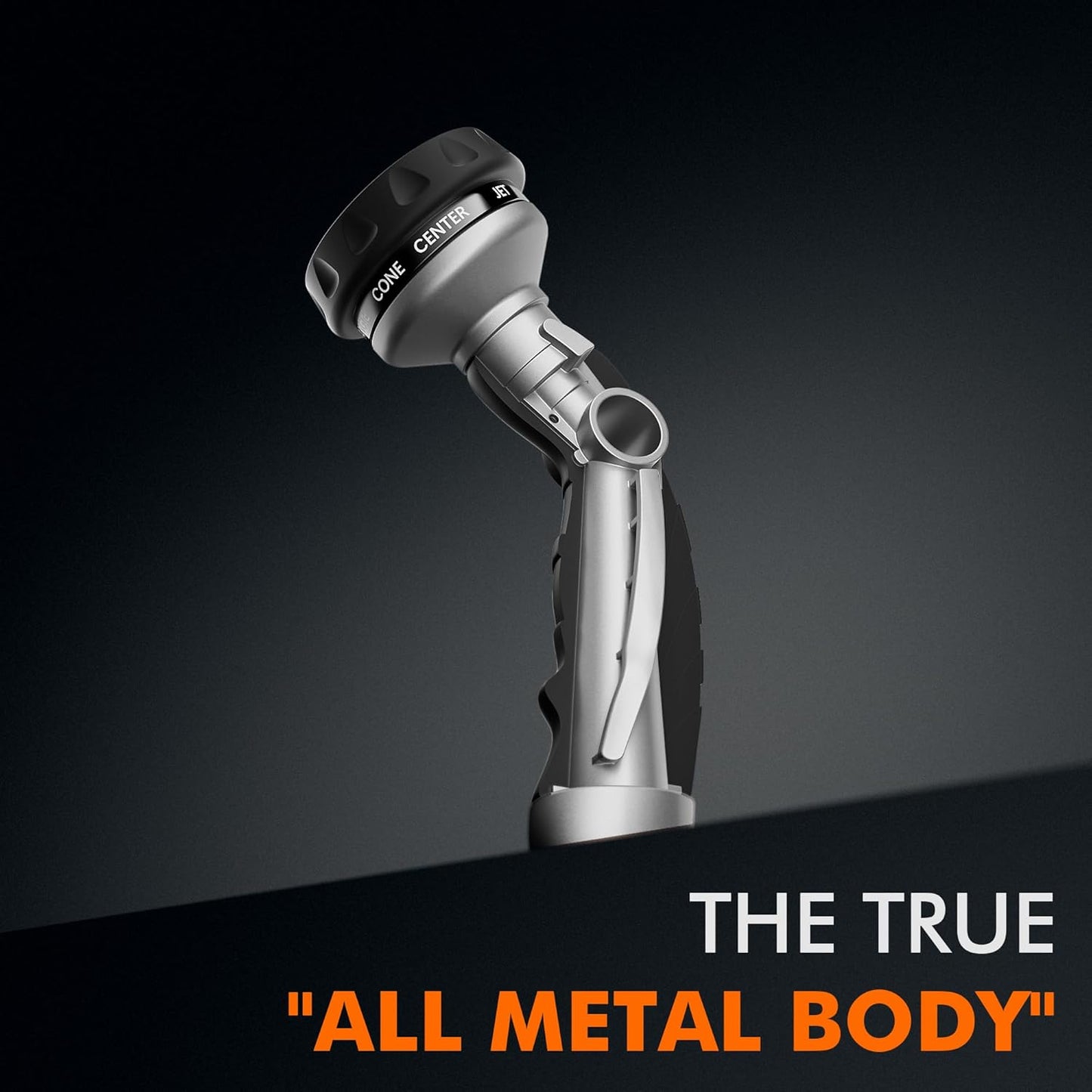 RESTMO Water Hose Nozzle, Metal Garden Hose Sprayer, Heavy Duty | 9 Spray Patterns | High Pressure | Thumb Flow Control, Ideal for Outdoor Lawn & Plant Watering, Car & Pet Washing, Silver