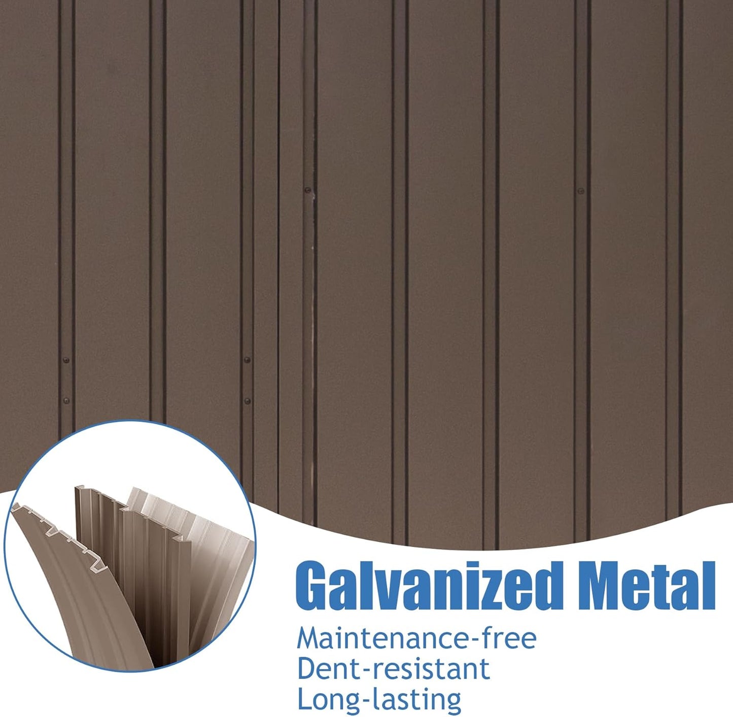 Domi Outdoor Storage Shed 10' x 8’, Metal Garden Shed with Galvanized Steel Frame for Bike, Tools, Lawn Mowers, Pool Toys, Outdoor Storage Cabinet with Lockable Door for Garden Lawn Patio (Dark Brown)