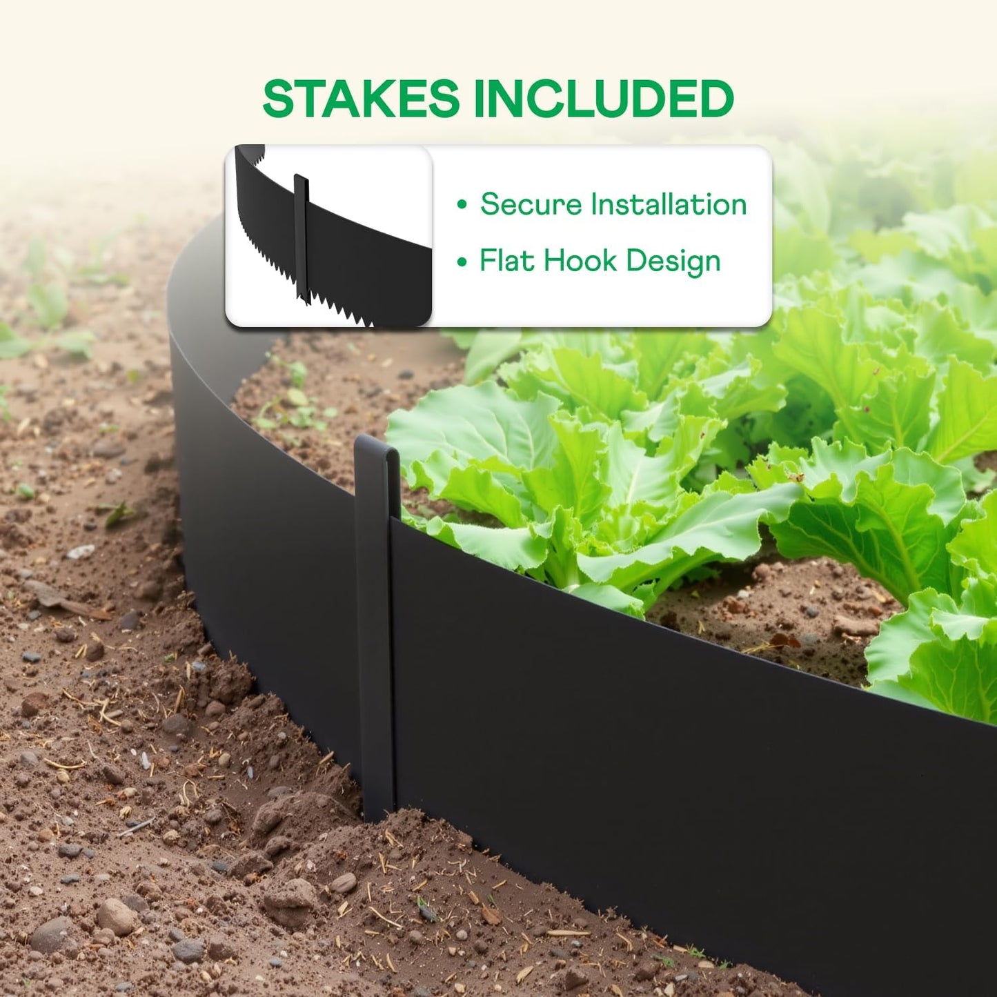 IDZO Black Metal Landscape Edging 8" H, Weather-Resistant Steel Garden Border, Flexible Lawn Barrier, Easy Installation for Flower Beds, Paths, Driveways, and Outdoor Spaces - 6 Pieces