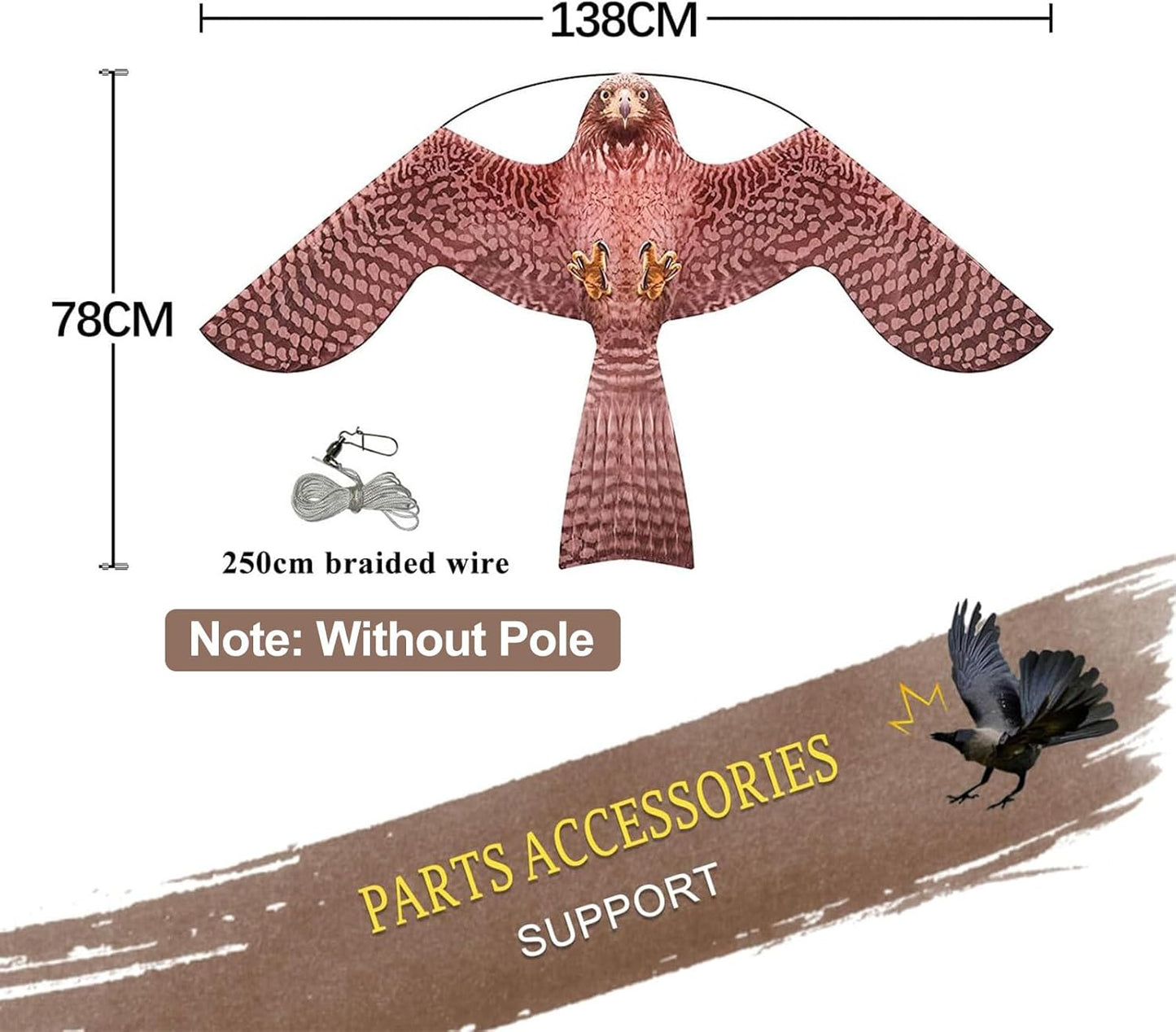 Bird Hawk Flying Kite Without Pole for Crops Farm Protector Bird Scarer Flying Kites -Style A Kite Without Pole