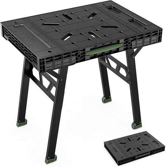 Express Folding Work Table, Easy Setup Portable Folding Work Table & Portable Folding Workbench, 34" W x 25" D x 31" H Lightweight Versatile Clamping Worktable for Garage/Wood Shop (Green)