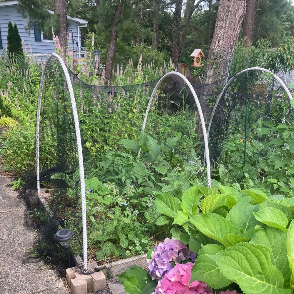 Junflying Bird Netting, 30x30 FT – 1/2" Mesh, Woven Black Netting for Garden Protection with Ties, Protects Vegetables, Fruit Trees, Blueberry Bushes & Strawberry Plants