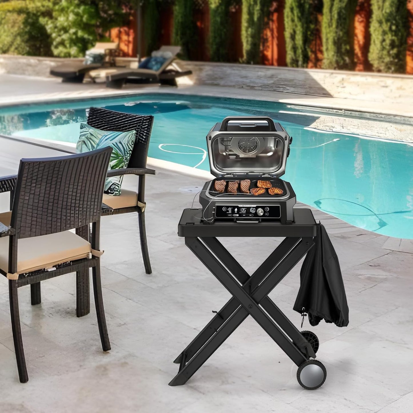 Unicook Outdoor Grill Cover Compatible with Ninja OG700 OG800 OG900 Series Woodfire, Waterproof Fade Resistant BBQ Cover for Ninja OG951 Premium XL Grill Smoker, Countertop Smoker Protector