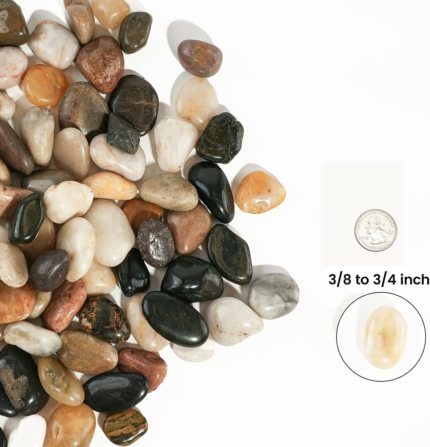 12 LBS River Rocks, StoneCreek, Decorative Garden Stones for Plant Landscaping, Polished Gravel Filler Pebbles for Home Decoration, Vases, Succulents, Flower Beds and Fish Tanks (Mixed Color, Medium)