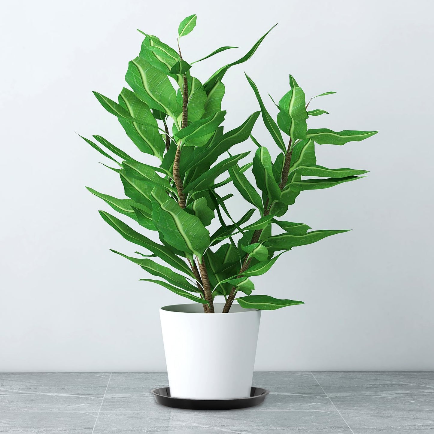 Kichwit 4 Pack 13.5 Inch Plant Saucer, Round Plastic Plant Trays for Indoor & Outdoor (Black, 13.5 Inch)