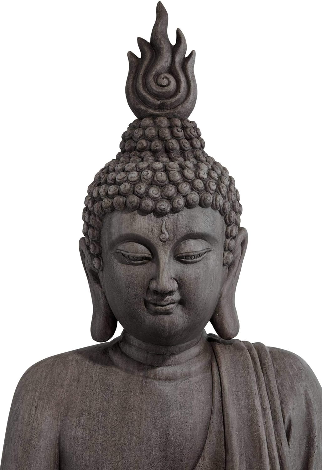 John Timberland Large Tall Sitting Buddha Statue Sculpture Zen Asian Japanese Garden Decor Indoor Outdoor Front Porch Patio Yard Outside Home Balcony House Lawn Stone Gray Finish Resin 42" High