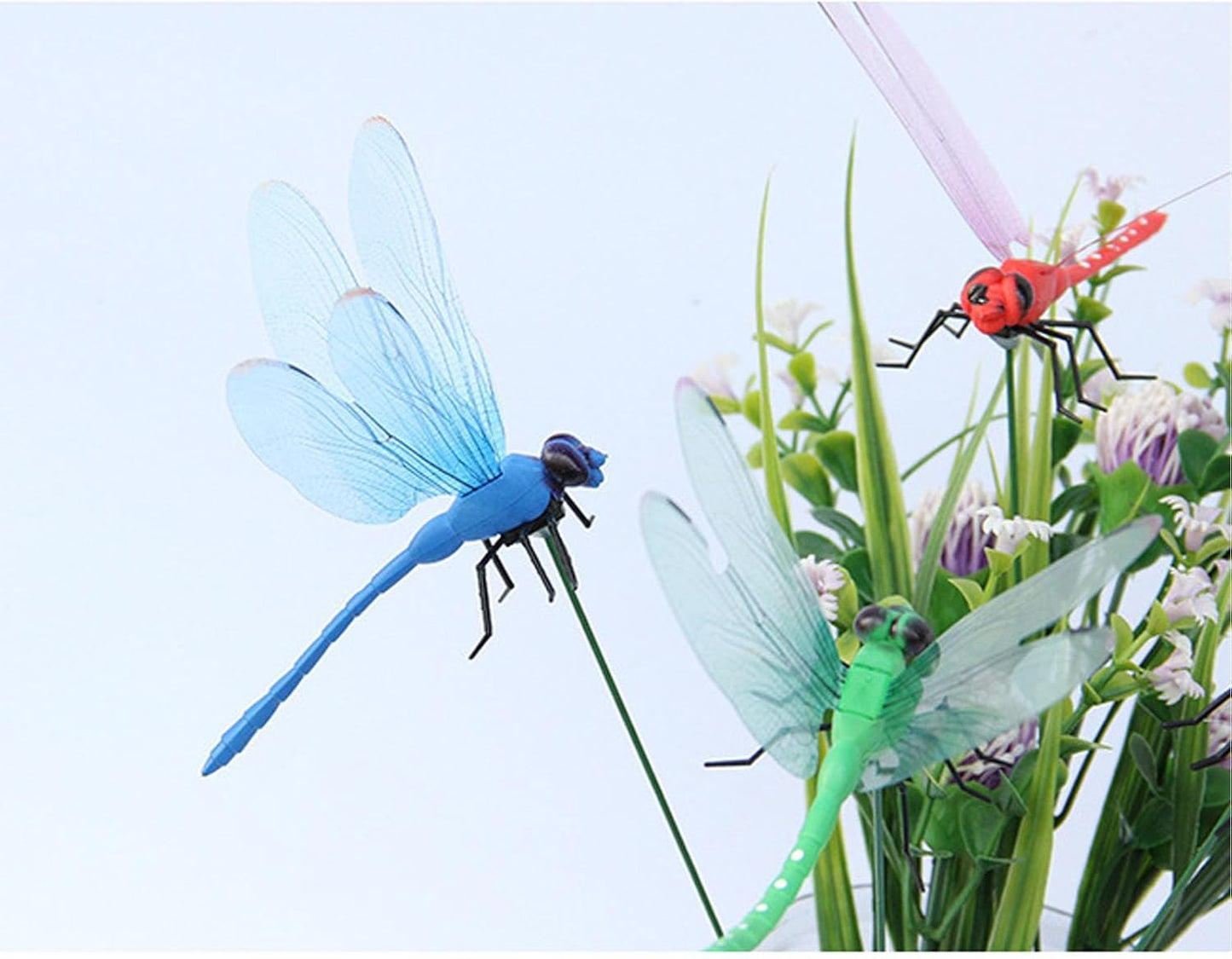 3 Pack 3D Realistic Dragonfly Clips - Colorful Plastic Garden Decor for Outdoor & Indoor Use, Hat/Clothing Accessories, Yard Patio Ornaments - Decorative Stakes (Assorted Colors)
