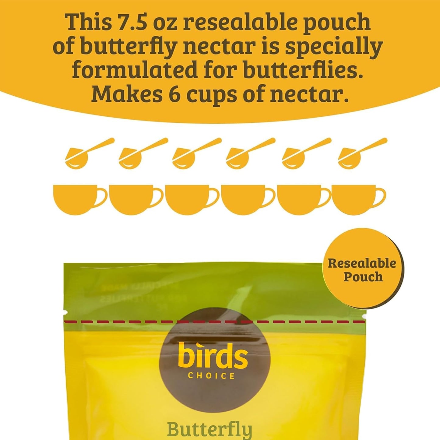 Birds Choice Butterfly Feeder with 12 oz Nectar Capacity and Fruit Trays + Butterfly Nectar 7.5 oz Resealable Pouch (Makes Up to 6 Cups)