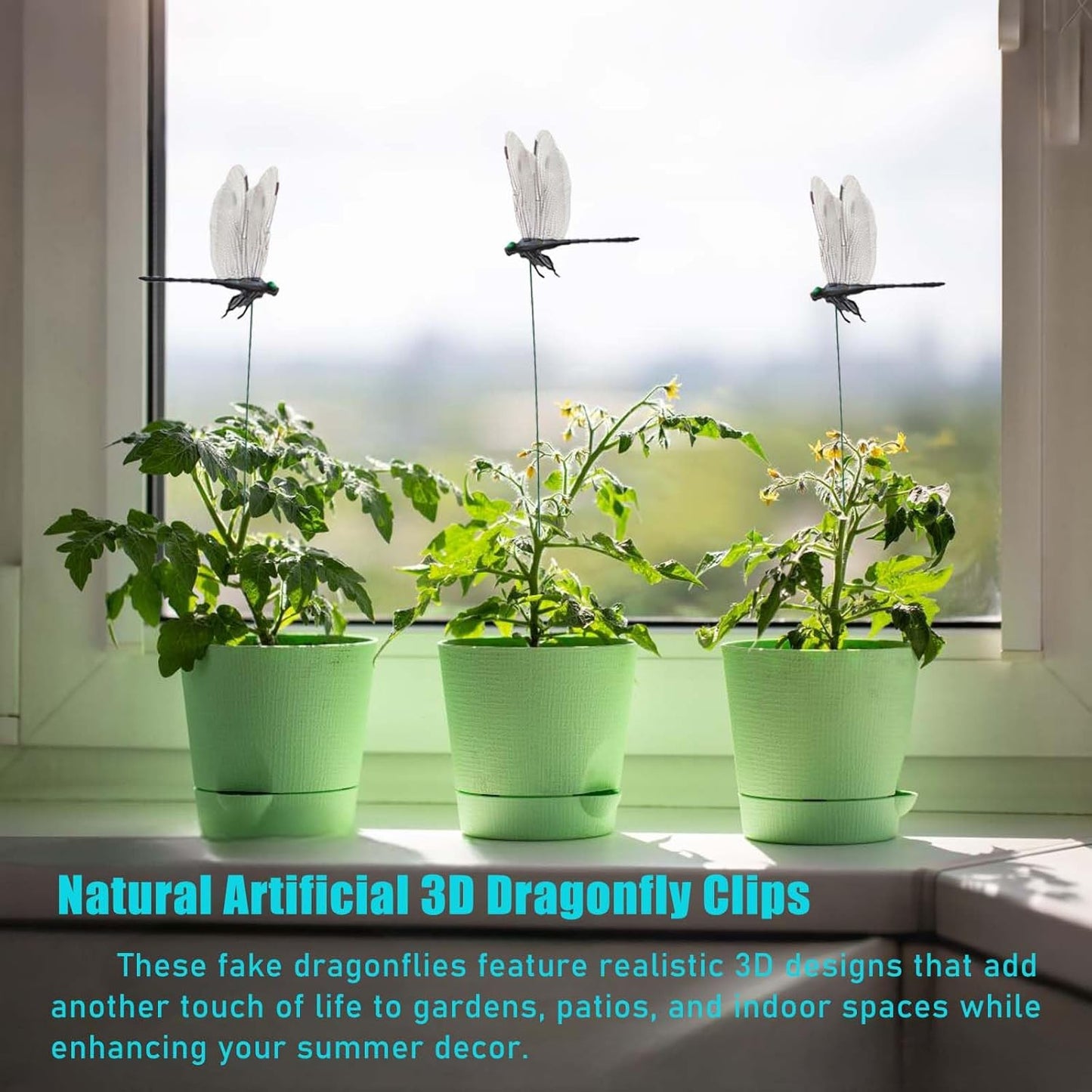 8Pcs Fake Dragonfly Clips, 3D Outdoor Dragon Fly Decorative Clip, Artificial Dragonfly Hat Clips, for Summer Indoor/Outdoor Garden Dragonfly Decorative Clips. (Black)