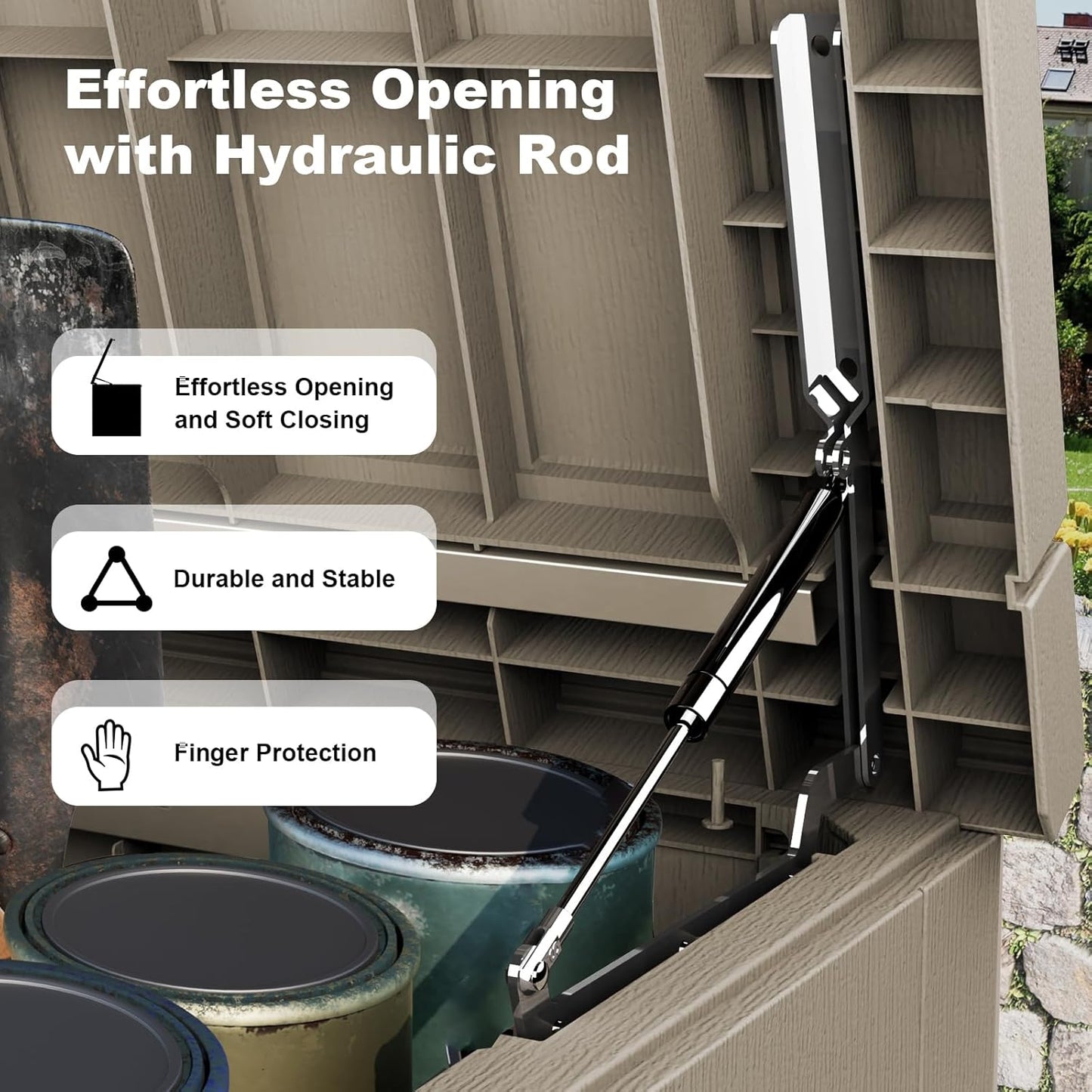 230 Gallon Outdoor Deck Box,Storage Lockable Waterproof Patio Furniture,Garden Tools,Cushions,Pool Accessories Outside Storage Resin Box(Grey)