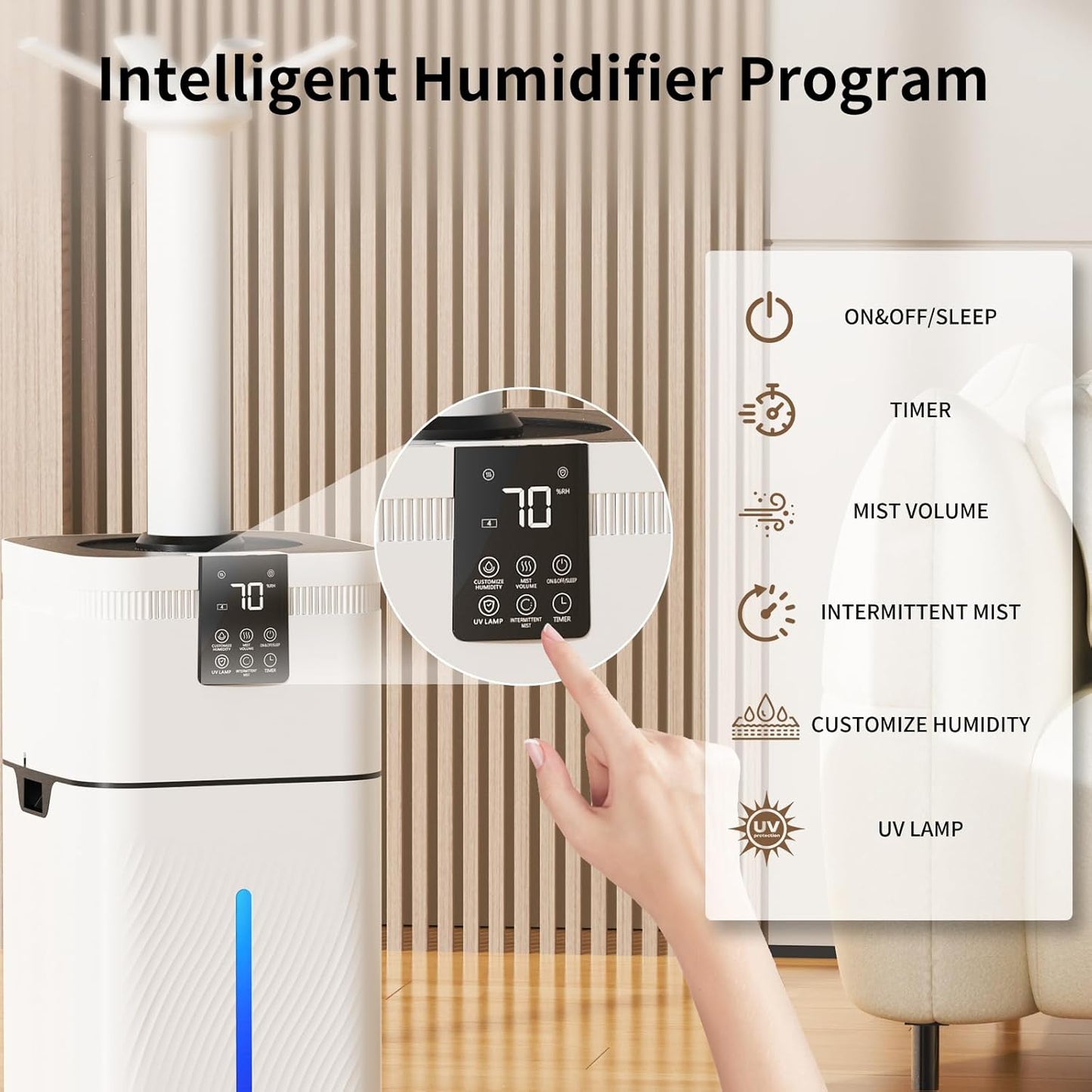 30L/7.93Gal Ultra Large Humidifiers for Bedroom 4500 sq ft, Quiet Humidifiers for Large Room, Top-Fill Humidifier with 4 Mist Mode & Extension Tube for Home School Office Commercial Greenhouse Plants