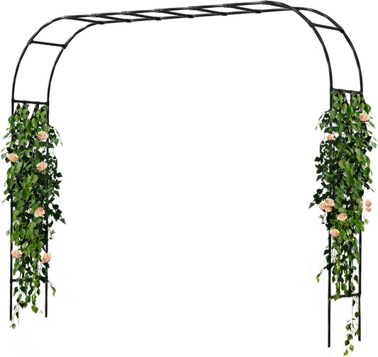 Garden Arch Trellis, Trellis Arch for Climbing Plants Outdoor, 10.5 x 7.9FT Metal Full Garden Arbor, Trellises for Patio Lawn Backyard, Large Garden Archway Decoration Black 126" x 94.5in
