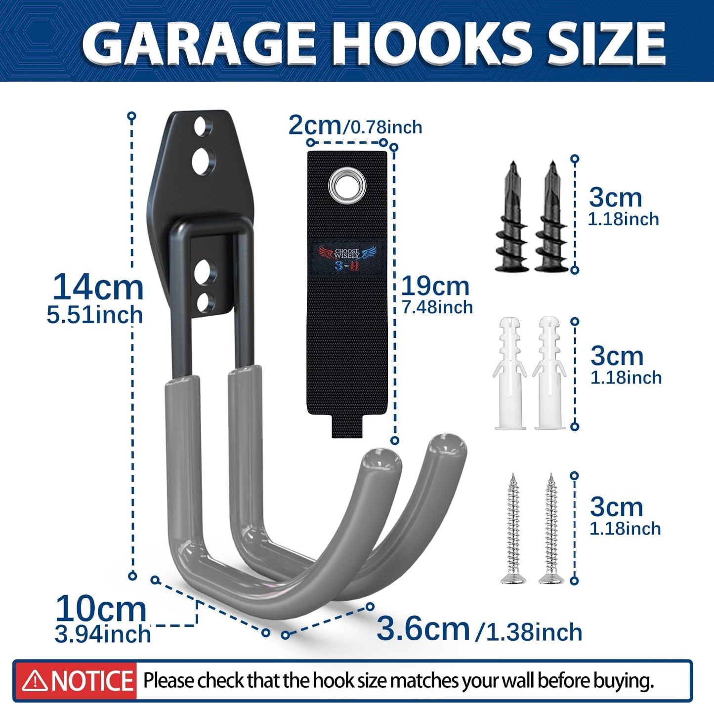 3-H Garden Hose Holder Wall Mount 2 Pack,Solid Steel Hose Hanger,Water Hose Holders for Outside,Perfect for Hanging Outdoor Air Hose,Ropes,Pipes,Garden Tools,Ladders,Bikes,Bulk Items(Gray)