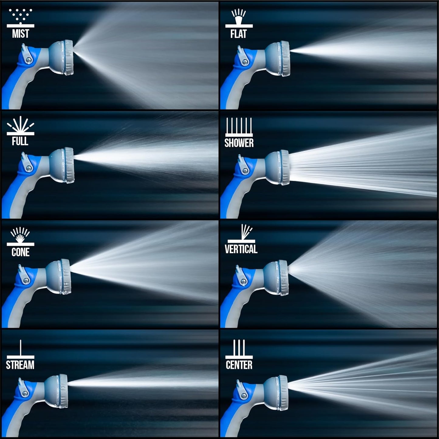 VIKING Hose Nozzle, Garden Hose Nozzle with 8 Spray Patterns, Adjustable Heavy Duty Thumb Control for Washing Car, Watering Plants, Washing Pets, and Home Use