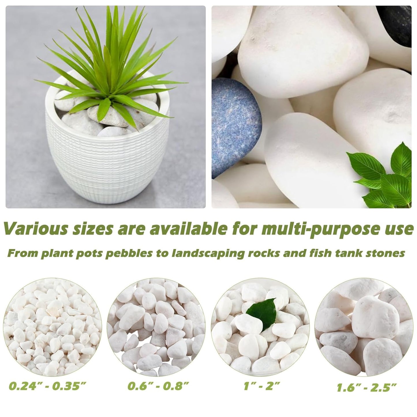11 Lbs Natural River Rocks for Plants 0.3” Small Decorative Pebbles for Plant Pot Landscaping Garden Stones White Aquarium Gravel, Mini Vase Filler, Terrarium Rocks in Bulk, Home Decor