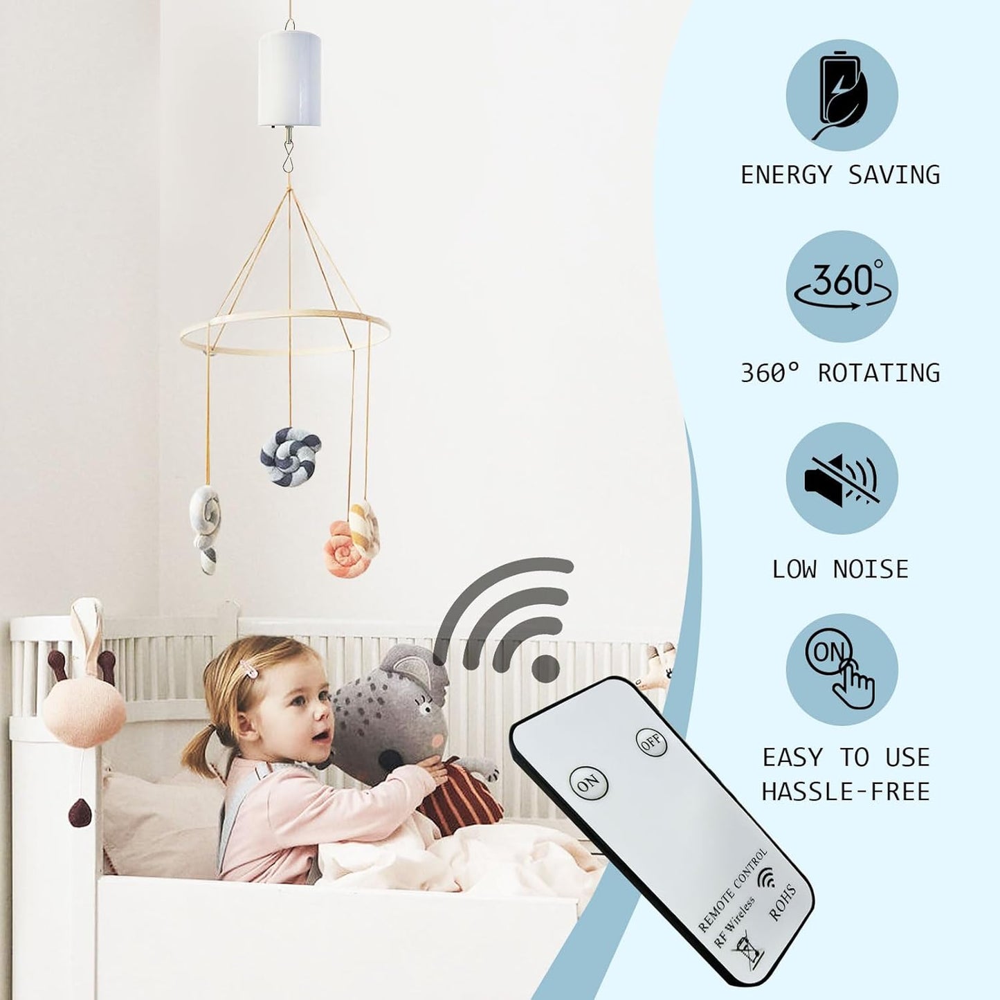 Wind Spinner Motor with Remote Controller,Mobile Battery Operated Motor Hanging Display Motor for Hanging Christmas Ornament Rotating Mirror Ball Baby Crib Wind Chimes Spiral -10 RPM