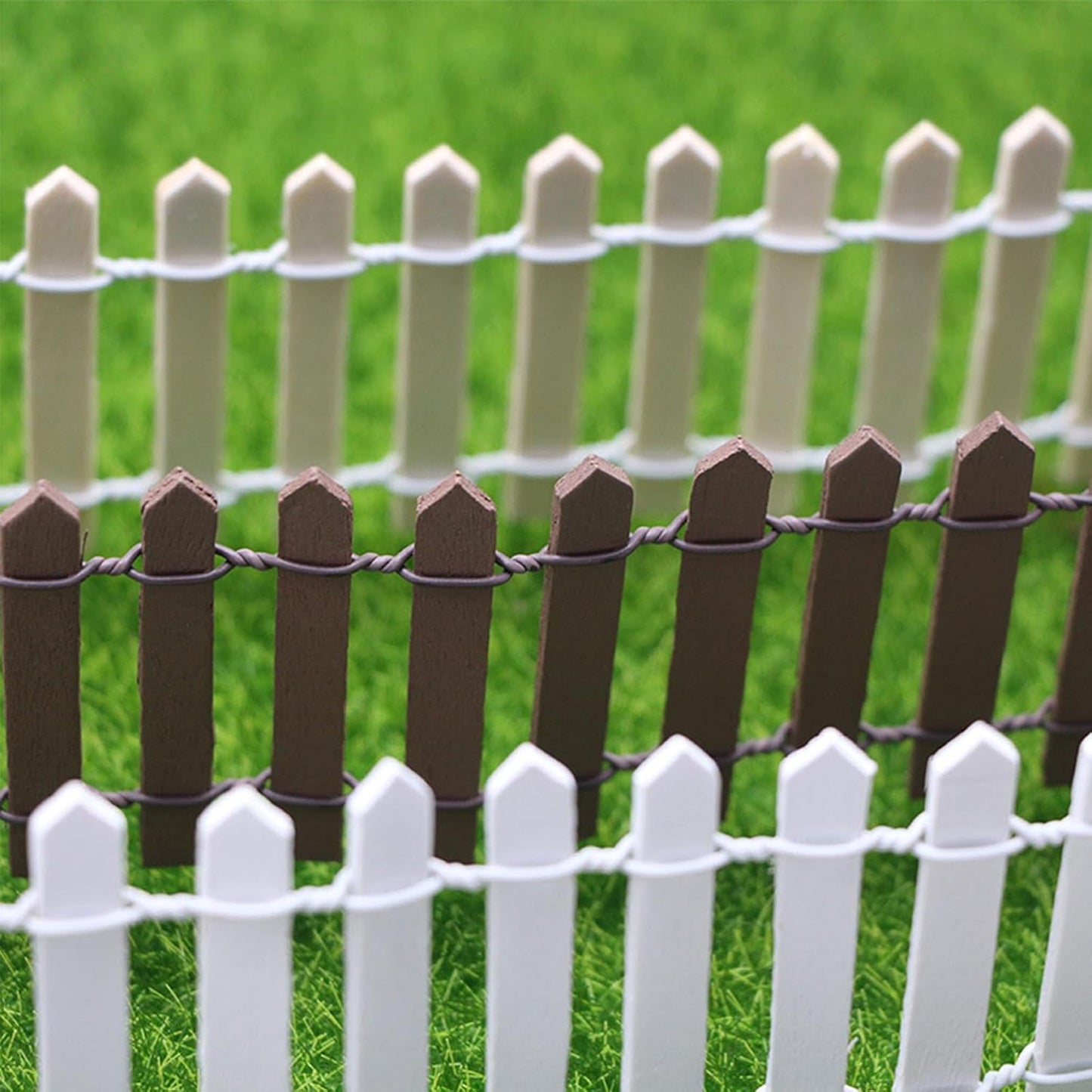 35 Inches White Mini Fairy Garden Fence Small Wood Decorative Picket Fence DIY Micro Landscape Miniature Ornaments for Dollhouse, Crafts, Diorama Project, Plant Pot