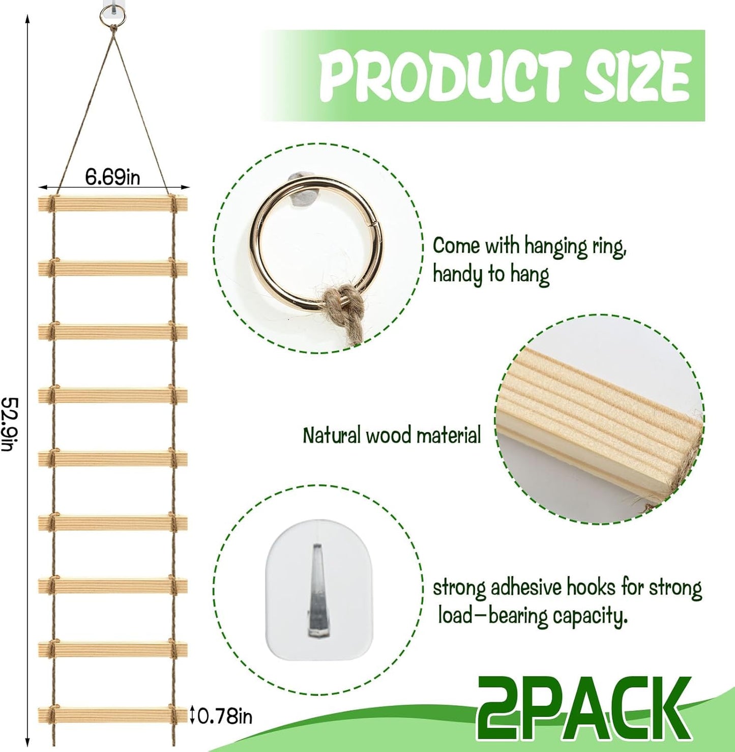 2Pcs Climbing Plants Ladder Support for Indoor & Outdoor- 4.3 ft Wood Ladder Design Plant Trellis, Reliable Garden Support for Vines & Climbers and More, Easy to Install, Home Deocr