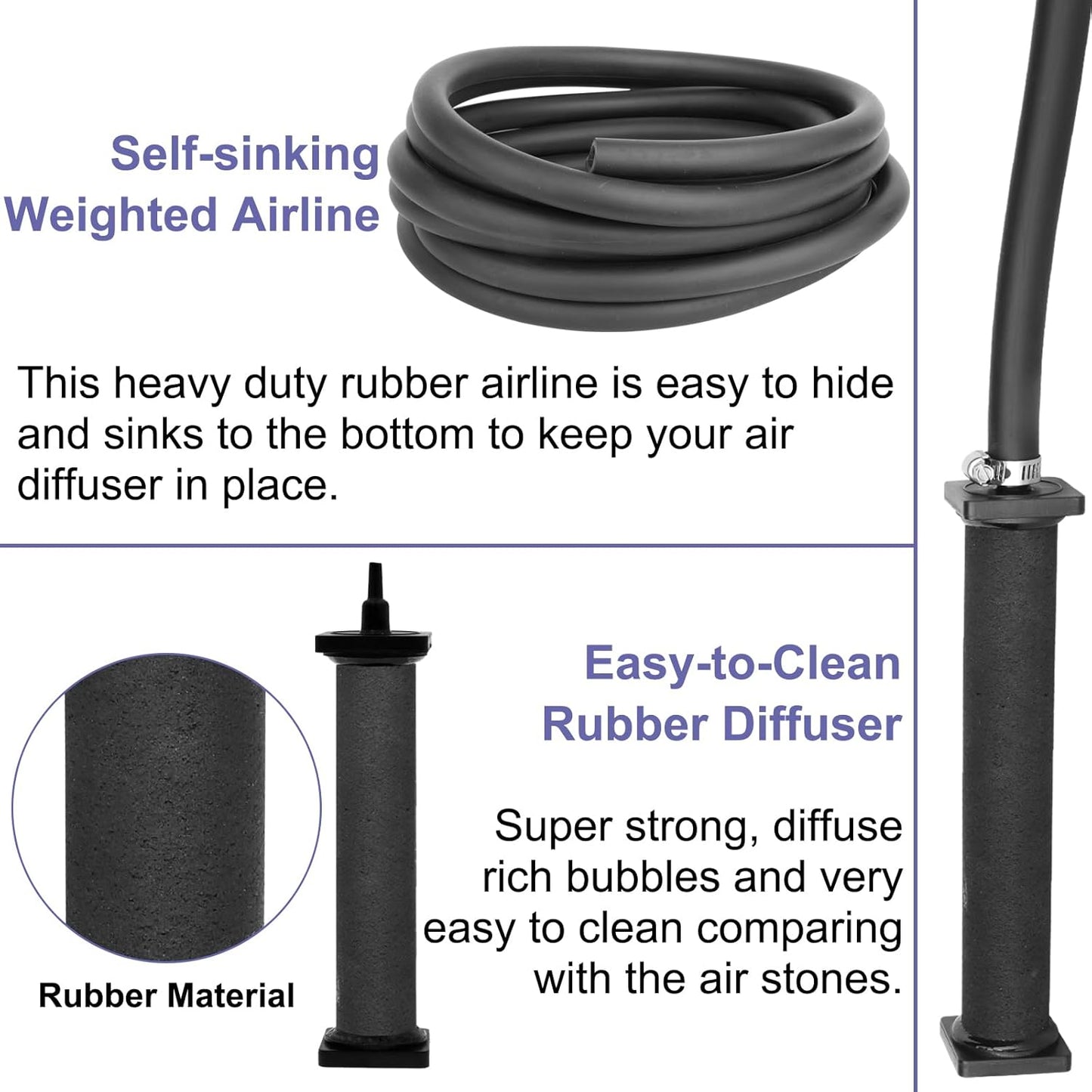 AquaMiracle Koi Pond Aerator Pond Air Pump with Self-Sinking Airline Rubber Air Diffuser, Air Flow Control Pond Deicer All-in-One Pond Aeration Kit for Outdoor Pond 2,000-5,000 Gallons