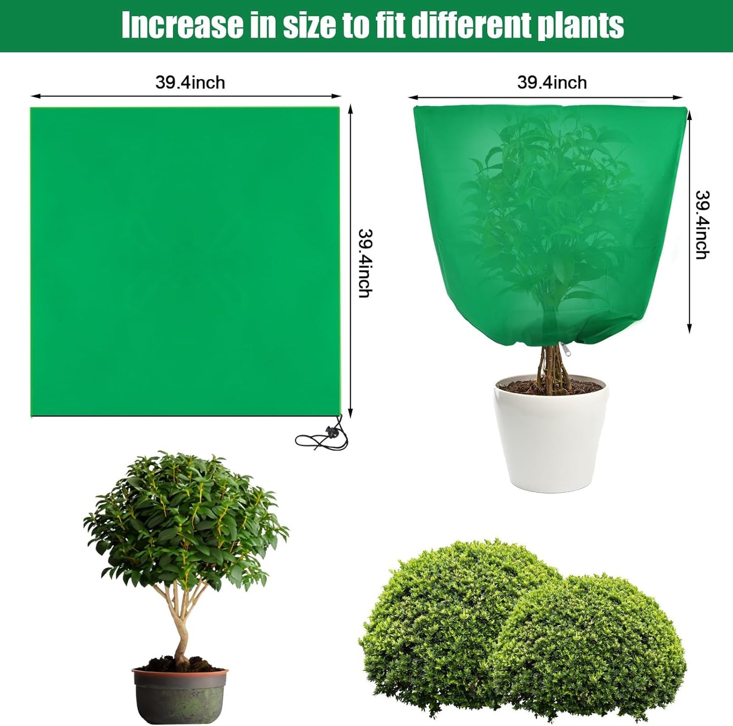 Svepndic 4 PCS Winter Plant Covers Freeze Protection,39X39 Reusable Plant Protector Bag with Drawstring,Winter Plants Jacket Warm Shrubs Cover Blanket Frost Protection for Outdoor Garden Plants