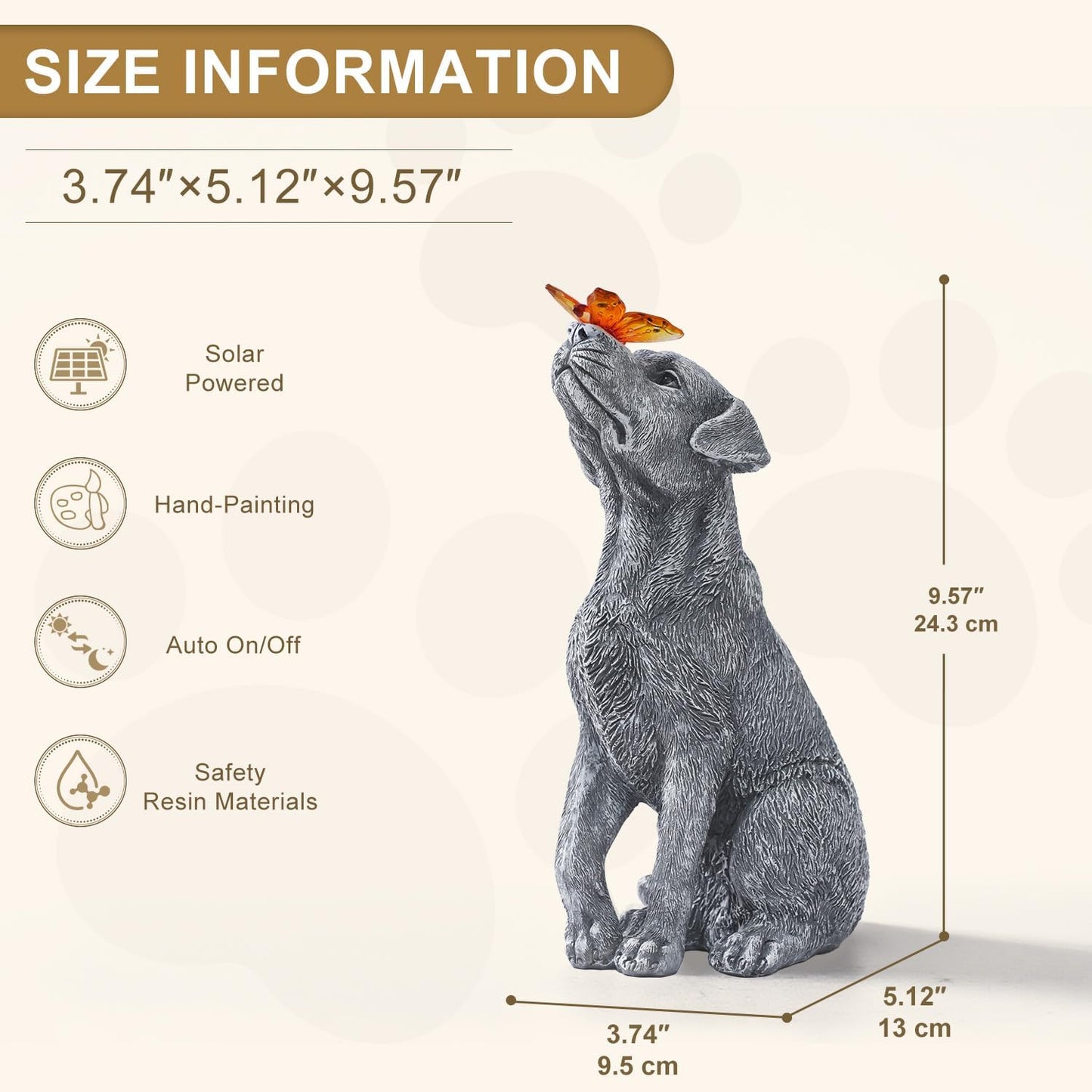 Garden Statue Dog Figurine Decor – Outdoor Decoration with Butterfly for Garden Yard Lawn Home Decor Outside : Memorial Gifts for Women Mom Grandma