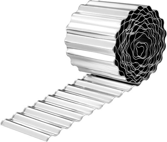 Corrugated Metal Garden Edging, 6"×20Ft Durable Metal Landscape Edging, Modern Corrugated Design for DIY Flower Beds and Landscaping Borders(Silver)