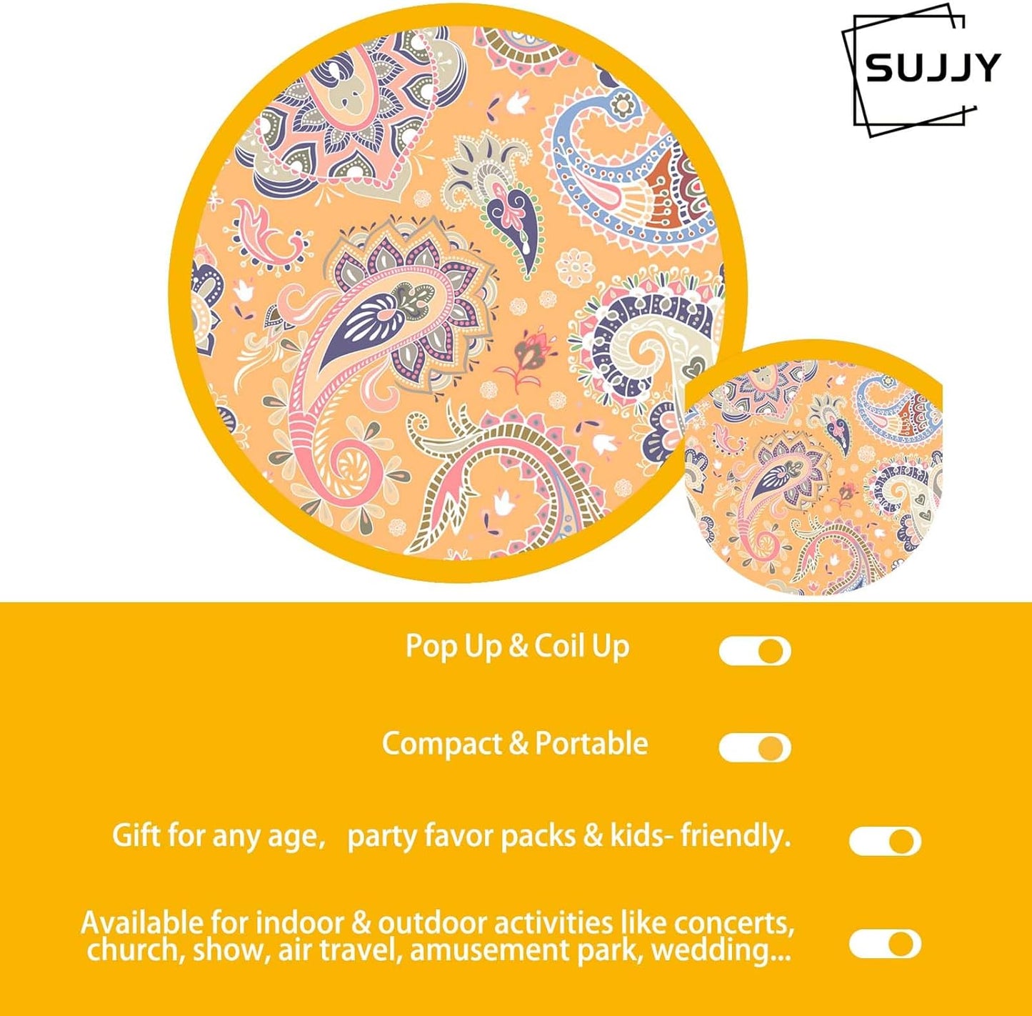 4 Pack Classic Paisley Pattern Foldable Hand Fans, Versatile Round Handheld Fans for Travel, Events, Indoor and Outdoor (Paisley)