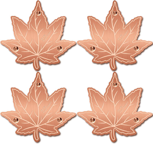 Bird Bath Copper Disk,Bird Bath Purification Disk 0.6mm Reinforced 99.99% Pure Copper Cleaning Disk with 3-Point Support,Fits Outdoor Birdbath & Bowl,Provide Safe Clean Water,Maple Leaf-4Pcs