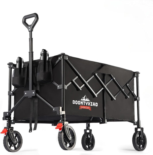Collapsible Wagon, 440lbs Load Capacity, Wagon carts Foldable with Wheels, Heavy-Duty Steel Frame, 600D Oxford Fabric, Ergonomic Handle, Wear-Resistant, Perfect for Outdoor, Garden, Grocery (440LBS)