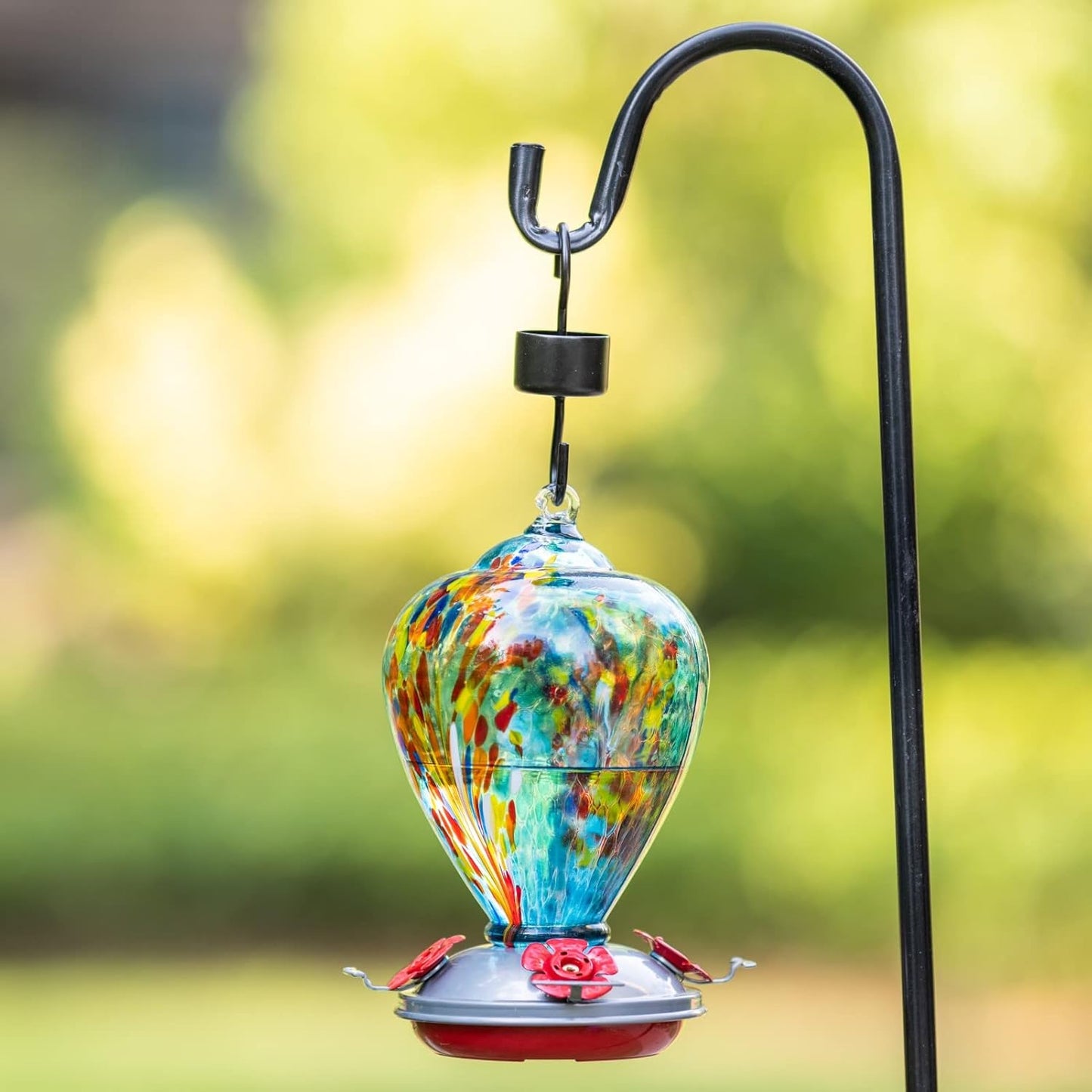 Muse Garden Hummingbird Feeders for Outdoors Hanging, Blown Glass Hummingbird Feeder Gifts for Women, Garden Decor Backyard Decor, Unique Gardening Gifts for Older Women, 34OZ, Comet